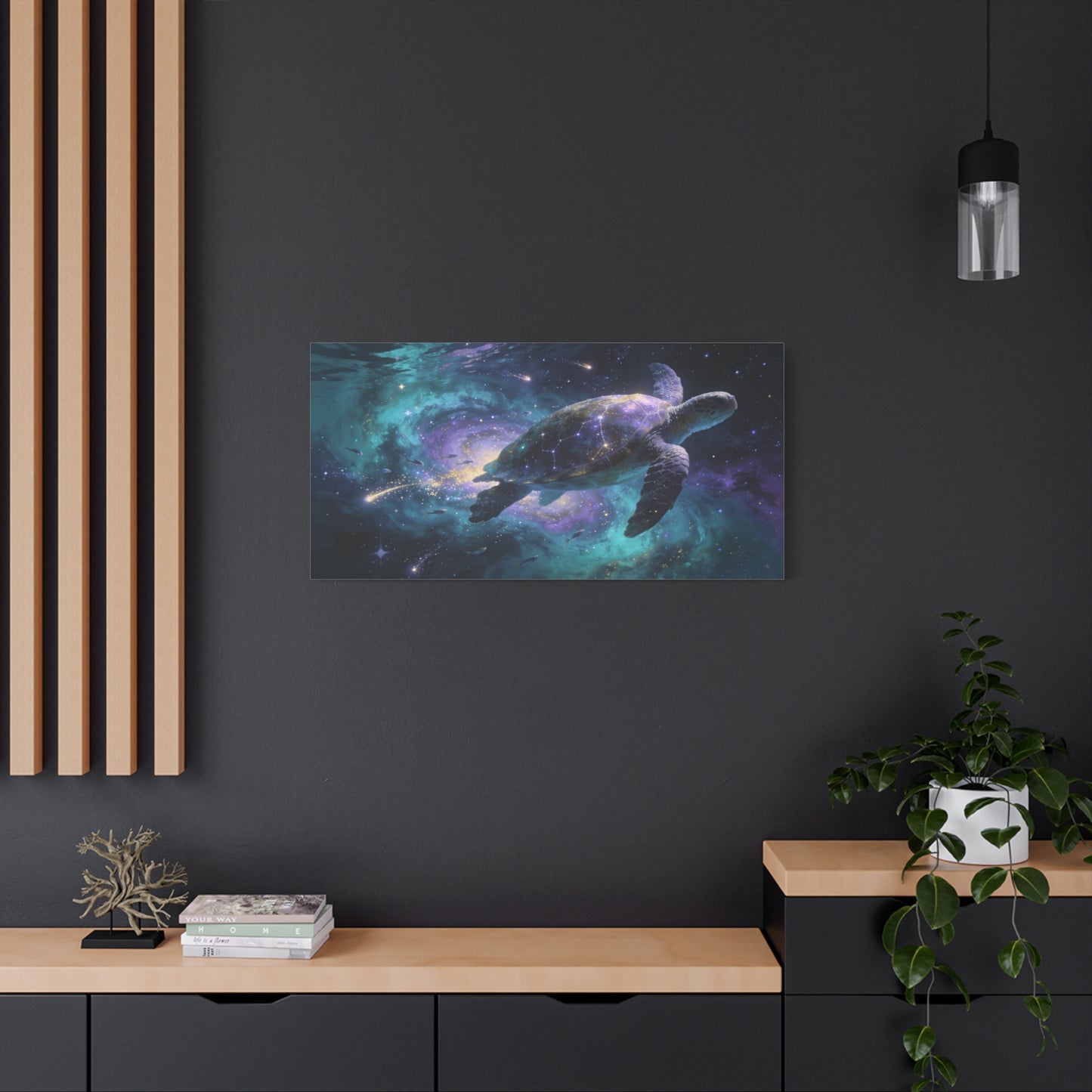 Cosmic Sea Turtle Canvas Wall Art - Celestial Galaxy Ocean Animal Print, Surreal Space Decor - Matte Cotton Canvas - Contemporary Fantasy Style - Living Room Bedroom Office Wall Decor - Ready to Hang