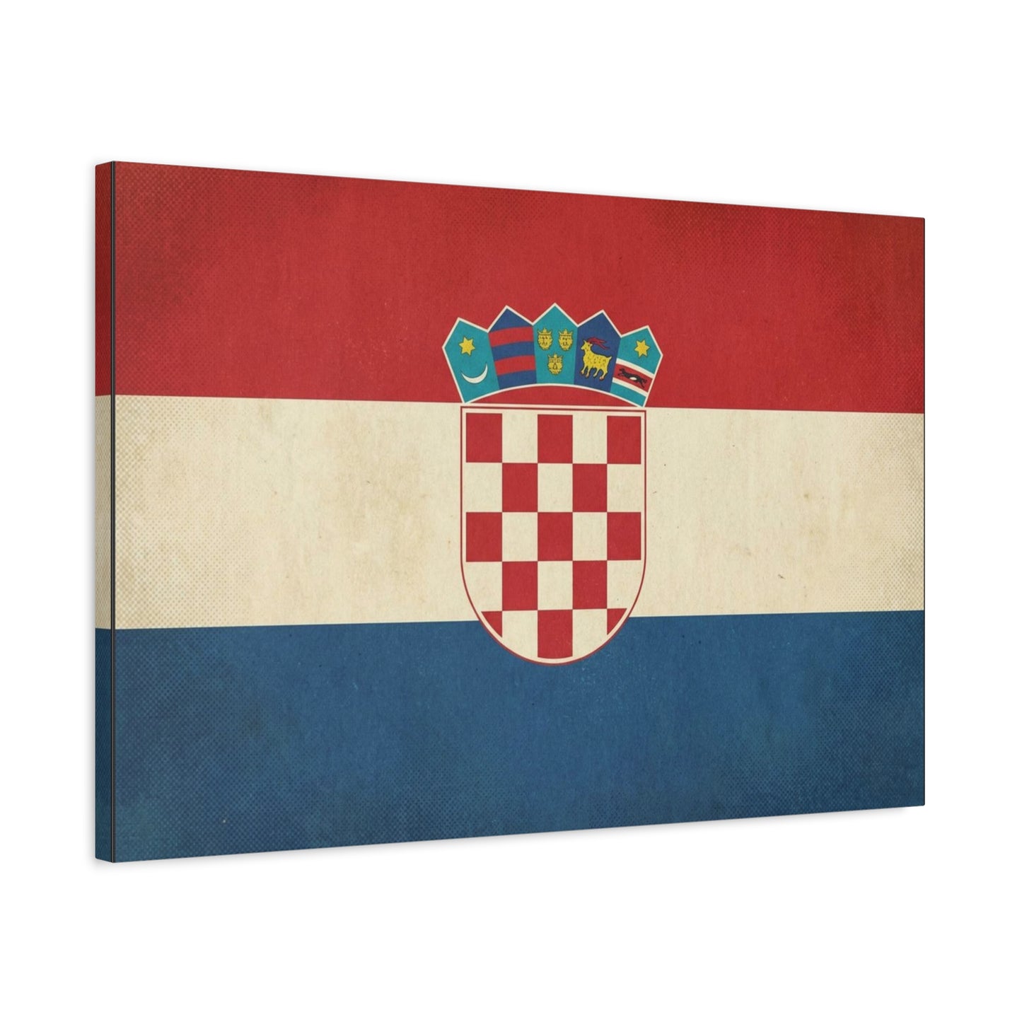 Croatian Flag Canvas Wall Art - Vintage Croatia Coat Of Arms Print, Patriotic Red White Blue Decor - Traditional Style - Living Room Decoration - Living Room Wall Decor - Bedroom Home Decoration