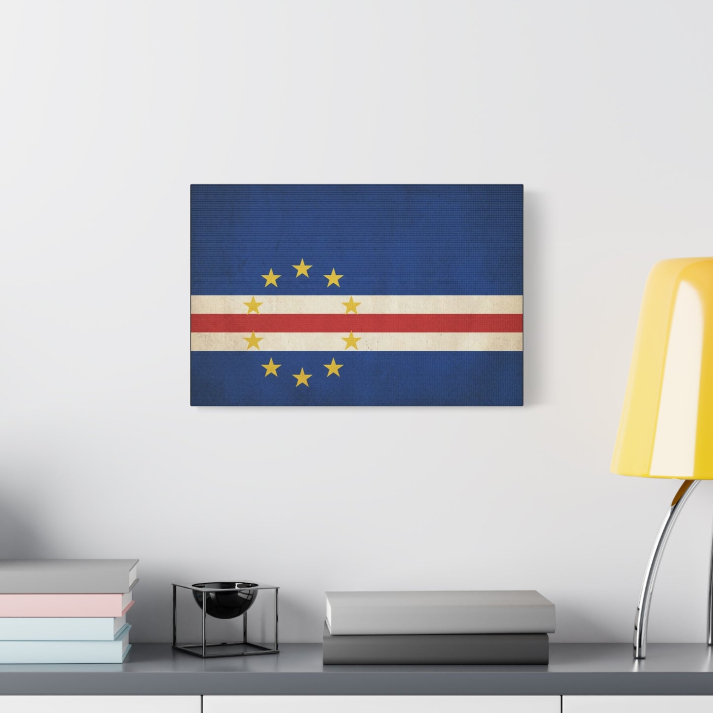 Cape Verde Flag Canvas Wall Art - Vintage Island Nation Banner Print, Patriotic Blue Red White Decor - Traditional Style, Living Room Wall Decor, Bedroom Home Decoration - Ready to Hang
