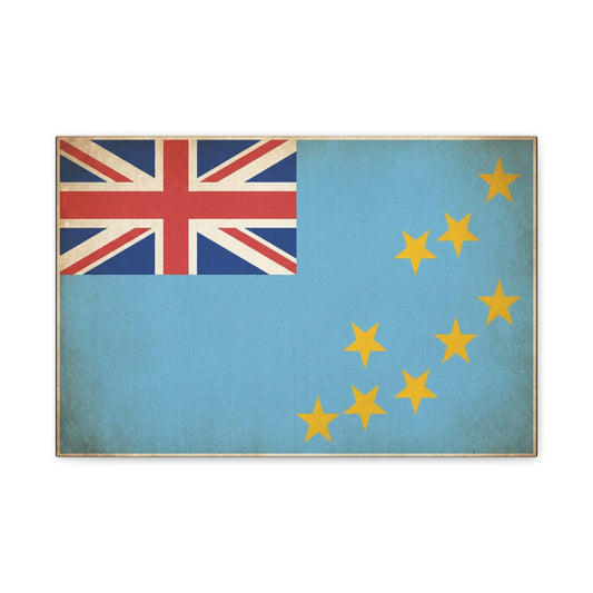 Tuvalu Flag Canvas Wall Art - Vintage National Flag Print, Blue Red Gold Patriotic Decor - Distressed Country Pride Style - Living Room Home Decoration - Living Room Wall Decor - Cozy Reading Nook Art