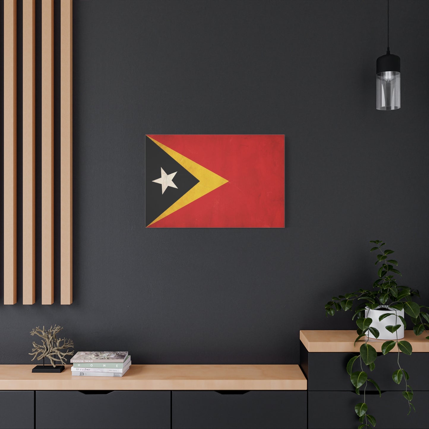Timor-Leste Flag Canvas Wall Art - East Timor National Pride Decor, Vintage Red Black Yellow Banner Print - Patriotic Traditional Style - Living Room Wall Decor - Bedroom Home Decoration