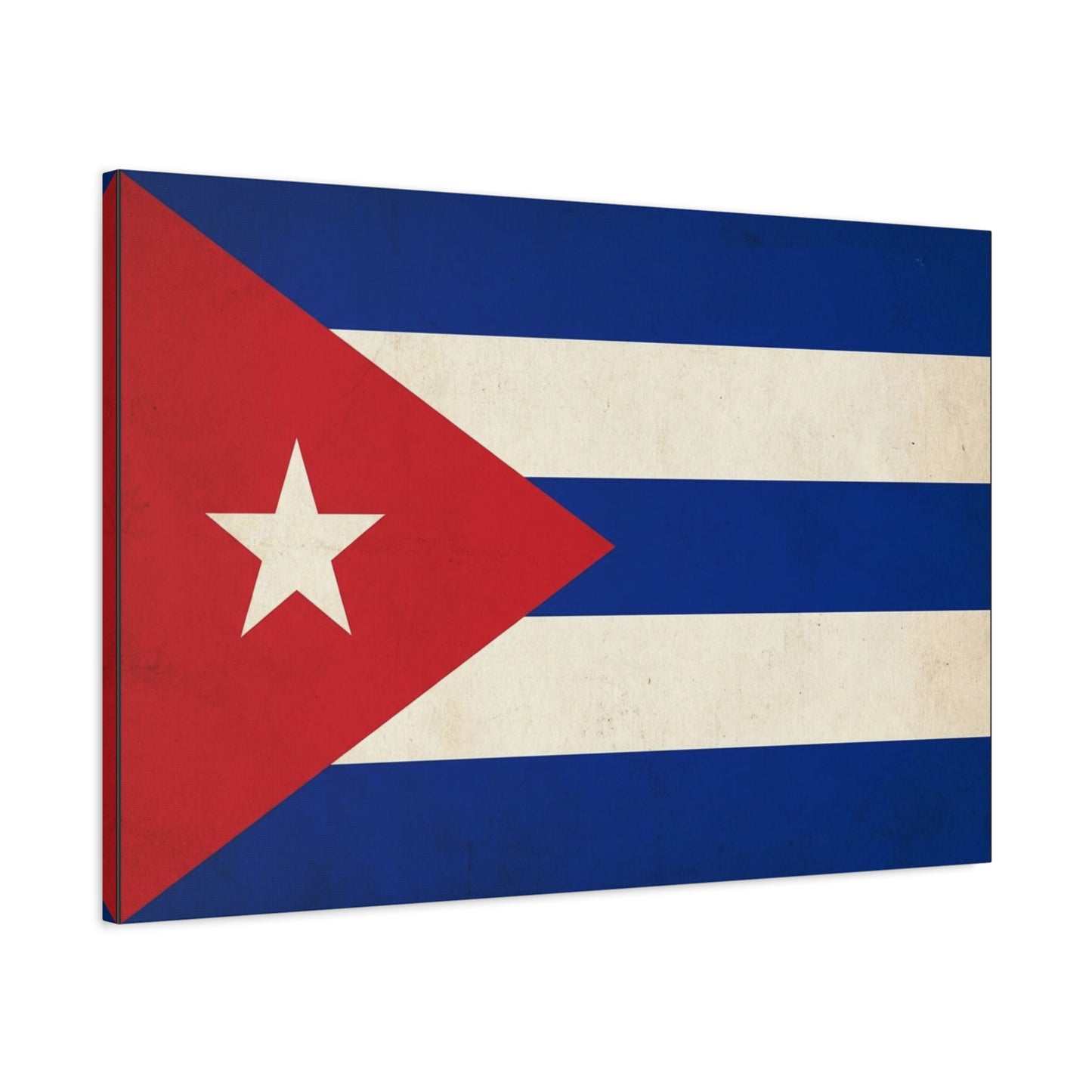 Cuban Flag Canvas Wall Art - Vintage Cuba Flag Print, Patriotic Heritage Decor - Distressed Cotton Canvas - Traditional Style For Living Room, Office Wall Decor - Bedroom Home Decoration
