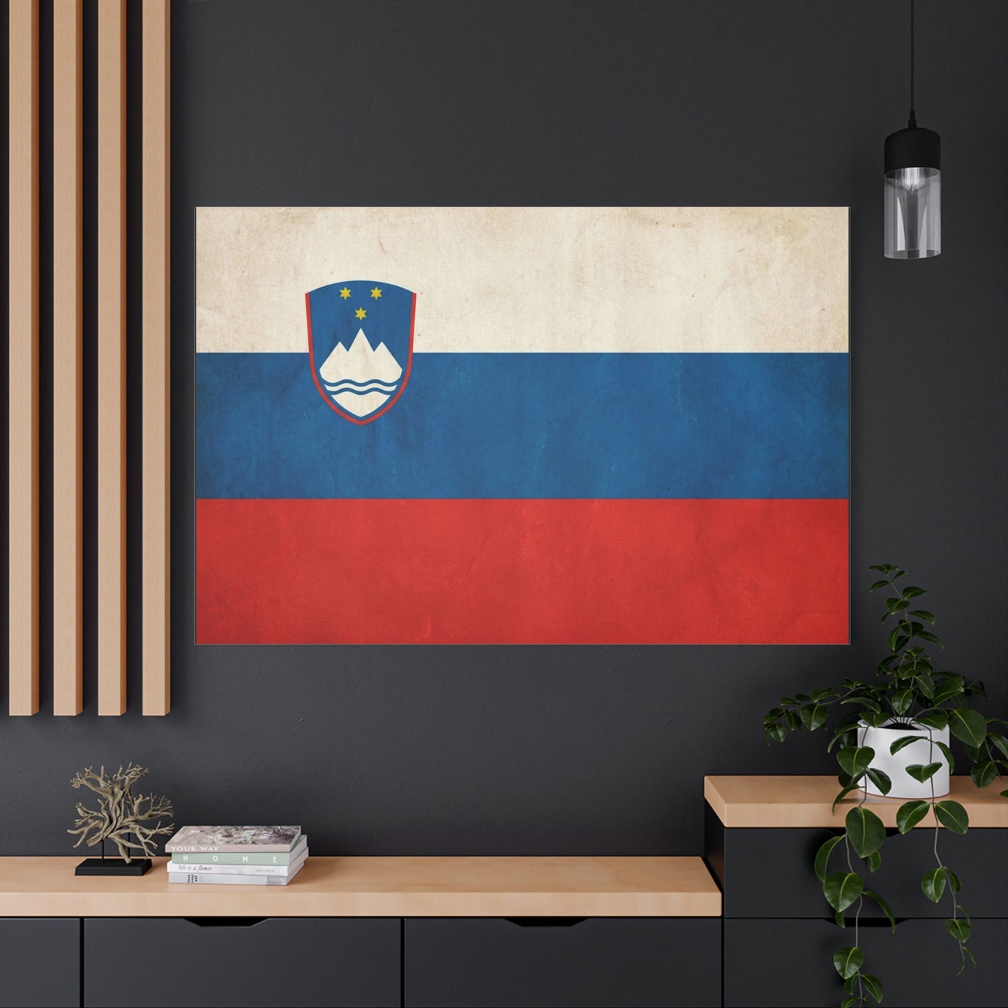 Slovenia Flag Canvas Wall Art - Vintage National Banner Print, Rustic Patriotic Decor - Textured Tricolor Design, Living Room Home Decoration - Living Room Wall Decor - Bedroom Home Decoration