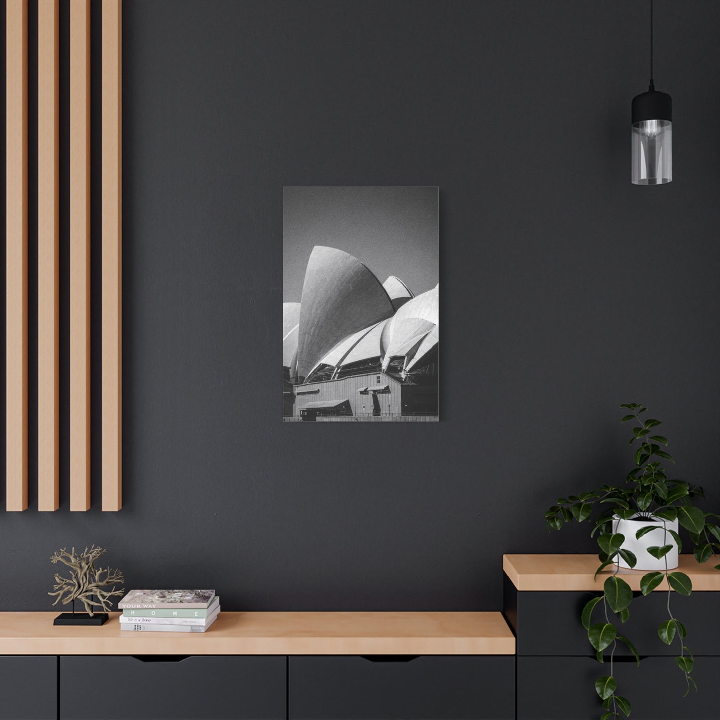 Sydney Opera House Canvas Wall Art - Black And White Architectural Art Print - Modern Minimalist Cityscape Decor - Contemporary Living Room Wall Decor, Office Art - Bedroom Home Decoration