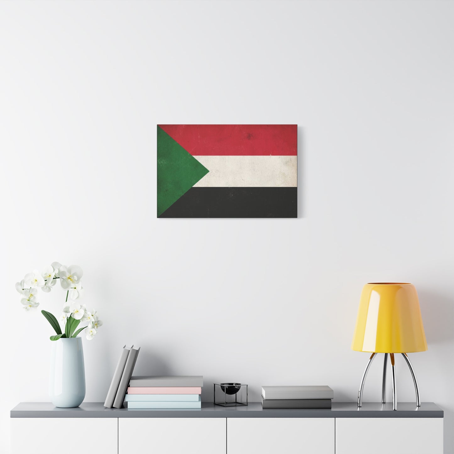 Sudan Flag Canvas Wall Art - Vintage National Flag Print, Distressed Patriotic Decor - Minimalist Graphic Cotton Canvas - Living Room Wall Decor, Office Art - Bedroom Home Decoration - Ready to Hang