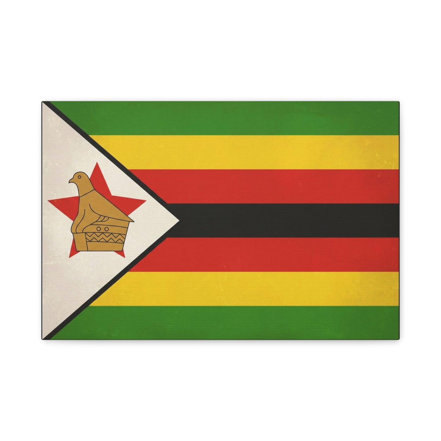 Zimbabwe Flag Canvas Wall Art - Vintage National Pride Decor, Green Gold Red Black Banner Print - Cultural Heritage Style - Living Room Wall Decor, Office Art - Modern Farmhouse Style - Ready to Hang