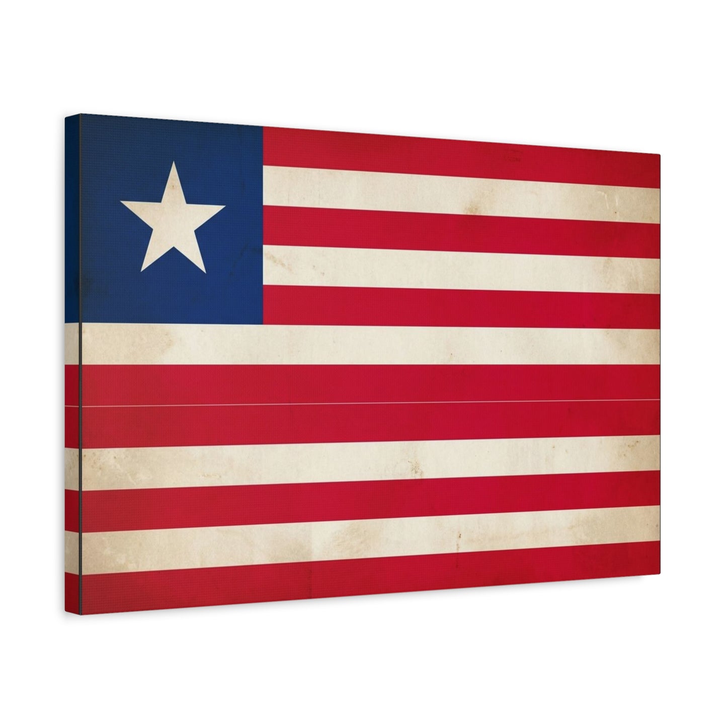 Liberia Flag Canvas Wall Art - Vintage Patriotic Print, Distressed Red White Blue Banner - Matte Cotton Artwork - Living Room Wall Decor, Office Art, Study Room Accent Style - Bedroom Home Decoration