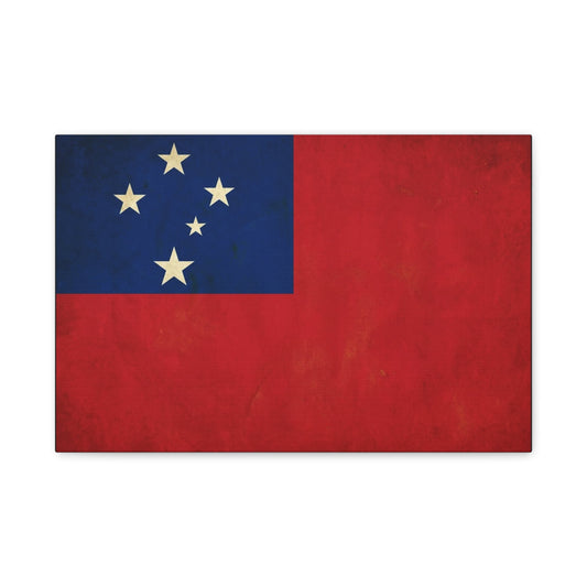 Samoa Flag Canvas Wall Art - Vintage Polynesian Nation Banner Print, Patriotic Island Decor - Matte Cotton Artwork - Living Room Home Decoration, Office Accent - Living Room Wall Decor - Ready to Hang