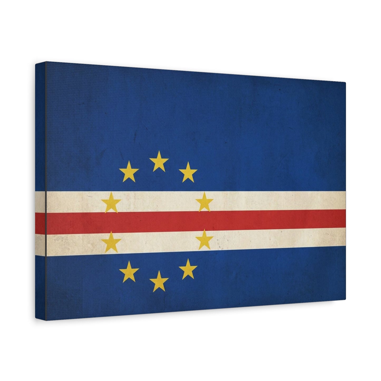 Cape Verde Flag Canvas Wall Art - Vintage Island Nation Banner Print, Patriotic Blue Red White Decor - Traditional Style, Living Room Wall Decor, Bedroom Home Decoration - Ready to Hang