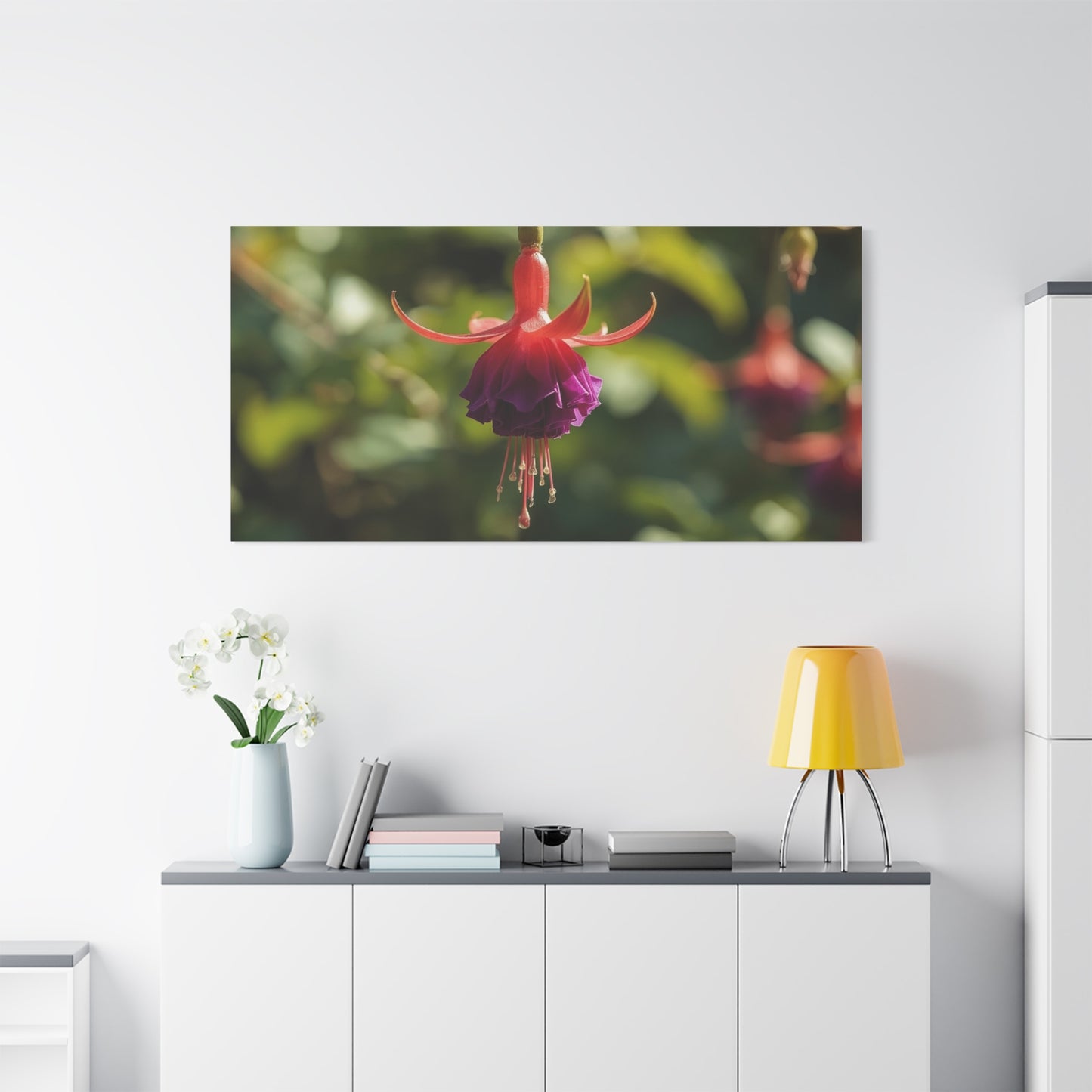 Fuchsia Flower Canvas Wall Art - Botanical Macro Art Print, Red Purple Bloom - Matte Cotton Art Print - Contemporary Nature Style - Bedroom Wall Decor, Spa Room Accent - Bedroom Home Decoration