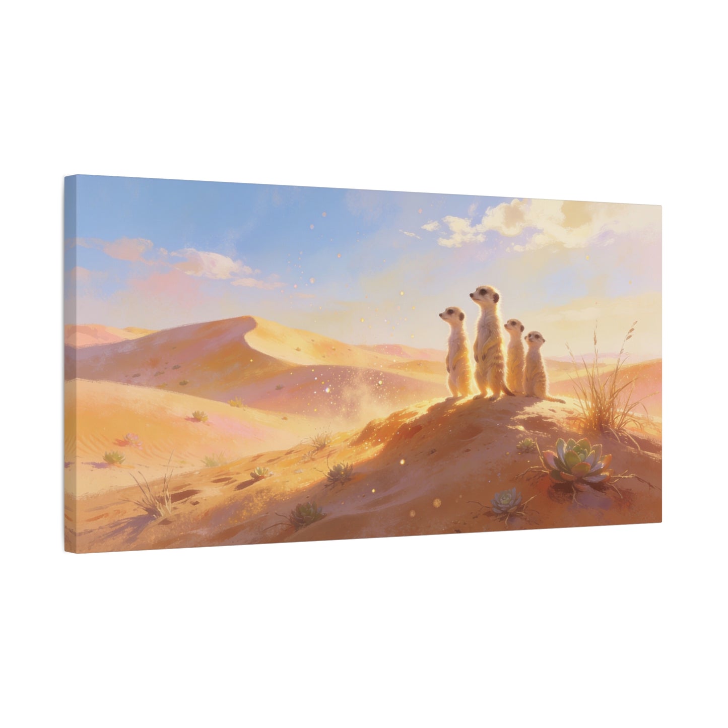 Meerkat Desert Canvas Wall Art - Golden Dune Wildlife Illustration, Matte Canvas Print - Contemporary Nature Style - Living Room Wall Decor, Bedroom Home Decoration - Bedroom Home Decoration