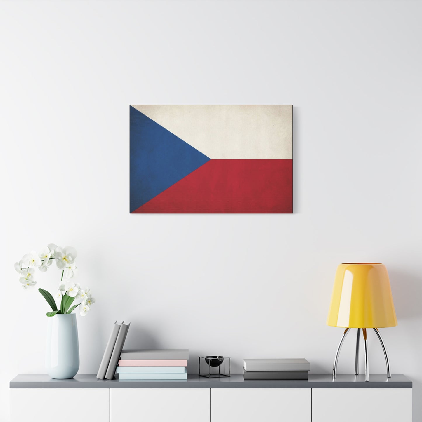 Czech Republic Flag Canvas Wall Art - Czech Flag Print, Vintage Patriotic Decor - Minimalist Tricolor Design - Living Room Home Decoration, Office Wall Accent - Bedroom Home Decoration - Ready to Hang