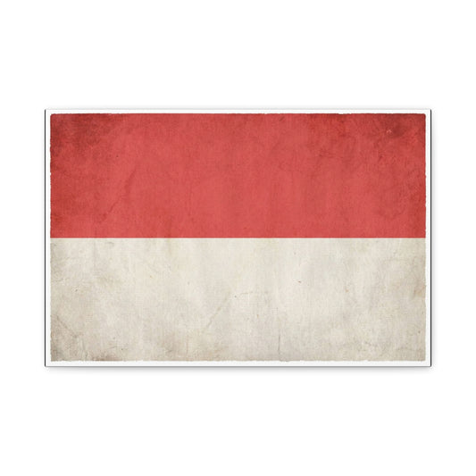 Indonesia Flag Canvas Wall Art - Vintage Red And White Banner Print, Minimalist Patriotic Decor - Matte Cotton Artwork - Living Room Wall Decor, Office Art, Dorm Accent - Bedroom Home Decoration