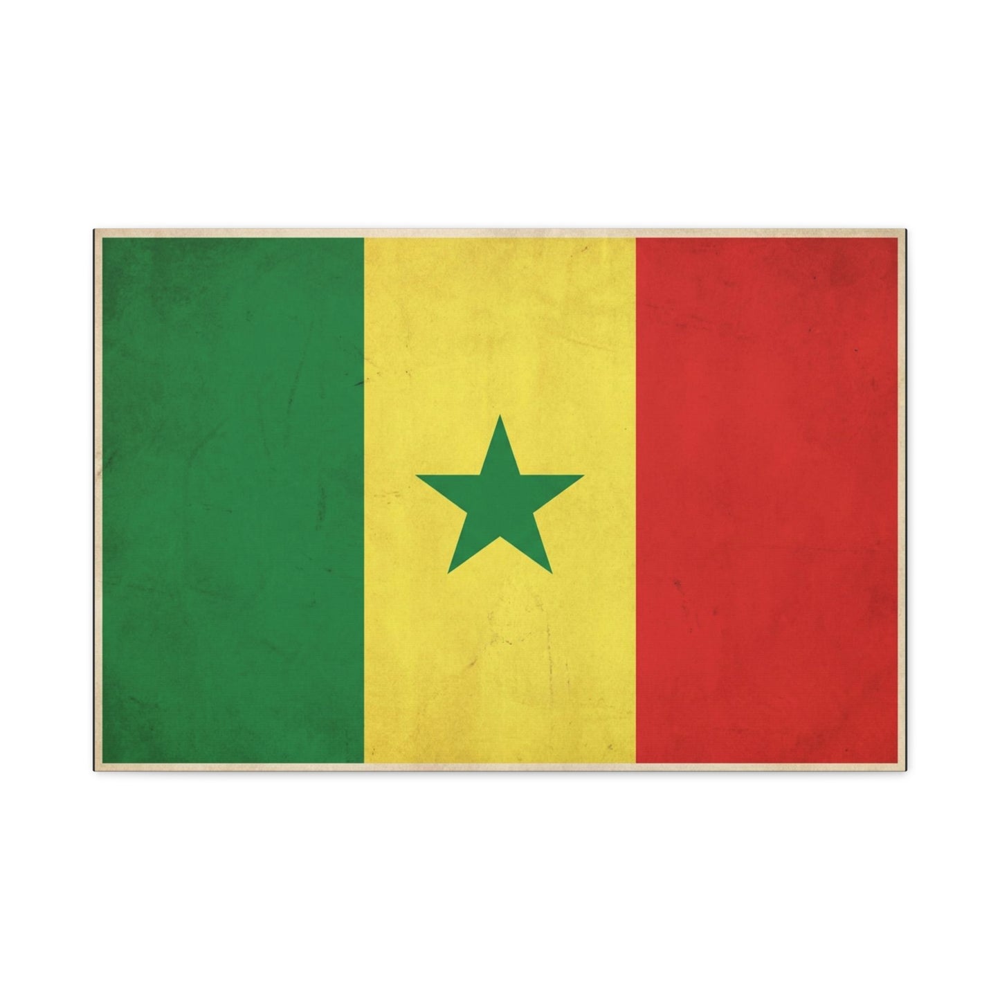 Senegal Flag Canvas Wall Art - Vintage National Pride Decor, Green Yellow Red Star Print - Cultural Heritage Style, Living Room Wall Decor, Bedroom Home Decoration - Ready to Hang - Ready to Hang
