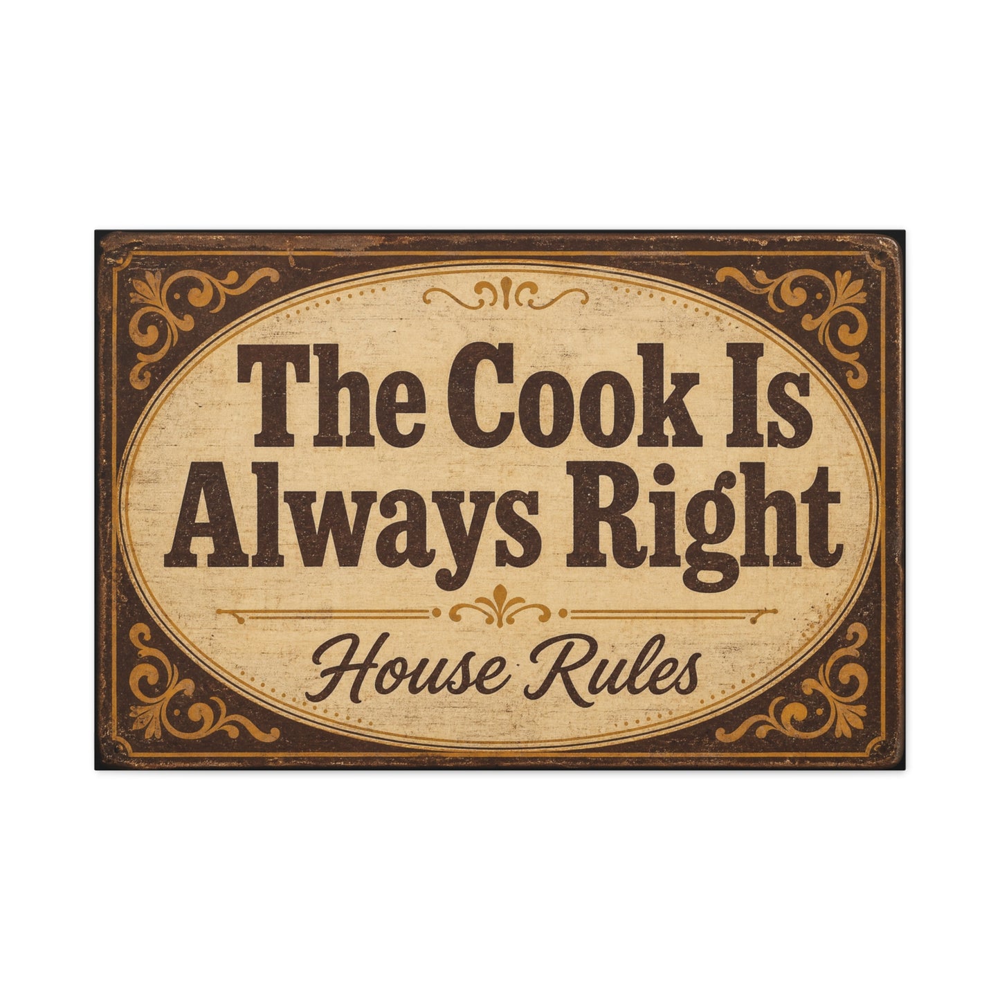 "The Cook Is Always Right" Canvas Wall Art - Vintage Kitchen Sign, House Rules Typography Print - Rustic Farmhouse Style, Dining Room Wall Decor, Kitchen Home Decoration - Bedroom Home Decoration