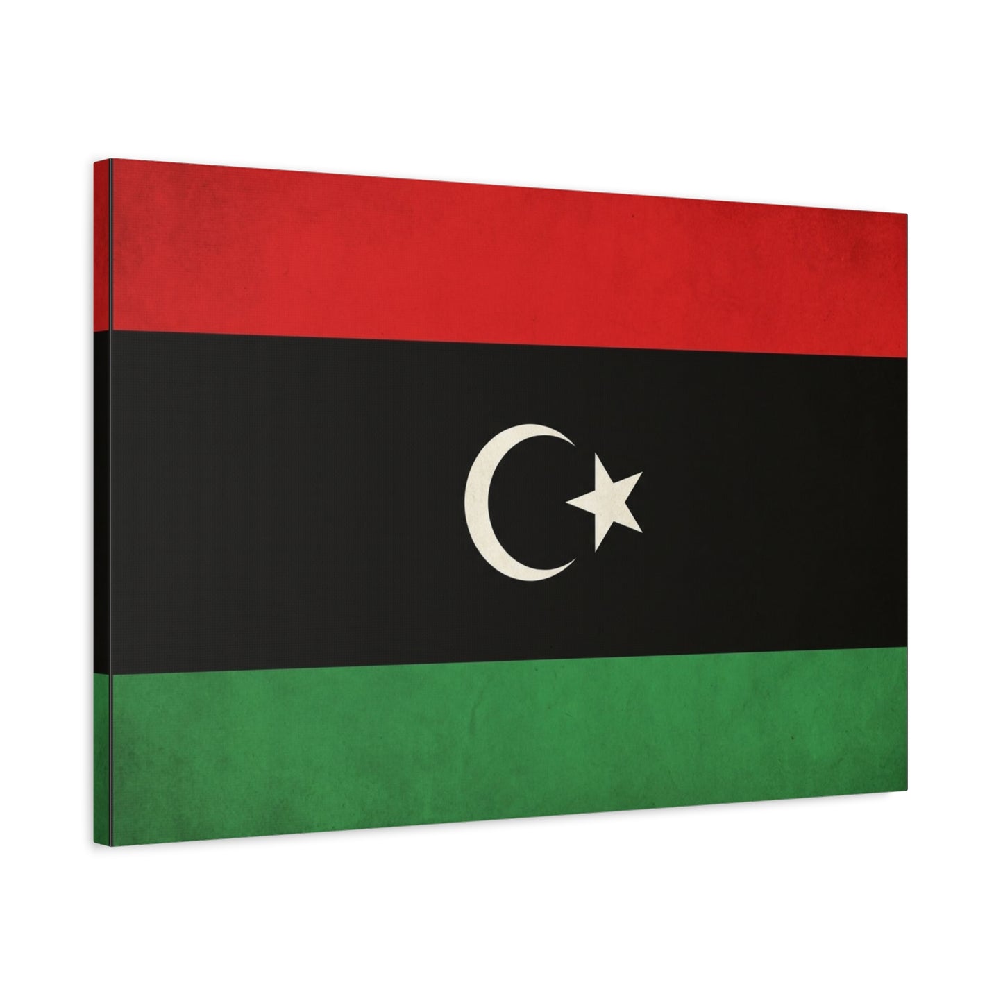 Libya Flag Canvas Wall Art - Red Black Green Crescent Star Print Picture - Vintage Patriotic Style, Matte Finish Canvas Print, Living Room Wall Decor, Bedroom Home Decoration - Bedroom Home Decoration