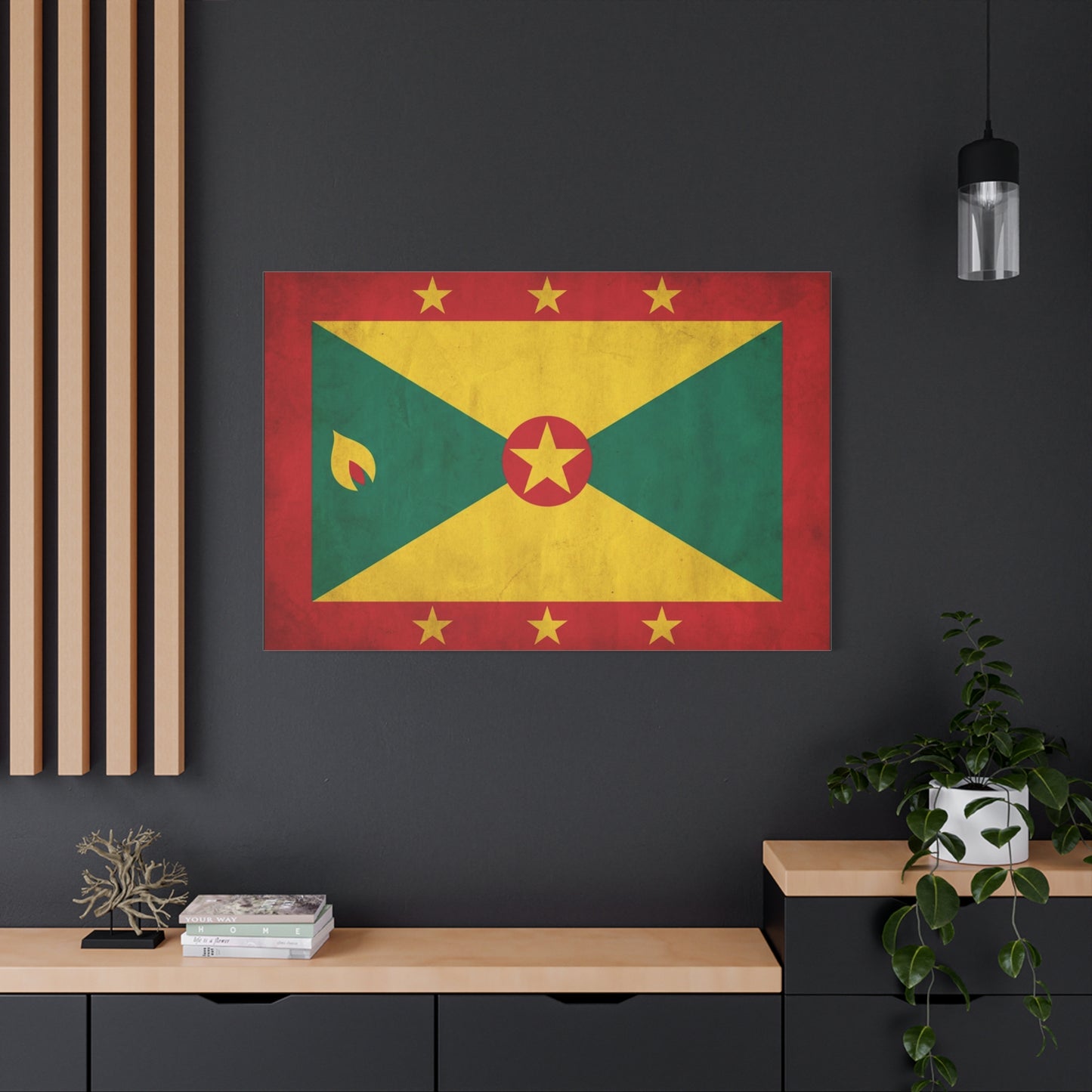 Grenada Flag Canvas Wall Art - Vintage Caribbean Nation Print, Rustic Patriotic Home Accent, Cultural Heritage Artwork, Living Room Decoration, Office Display - Office Wall Art - Ready to Hang