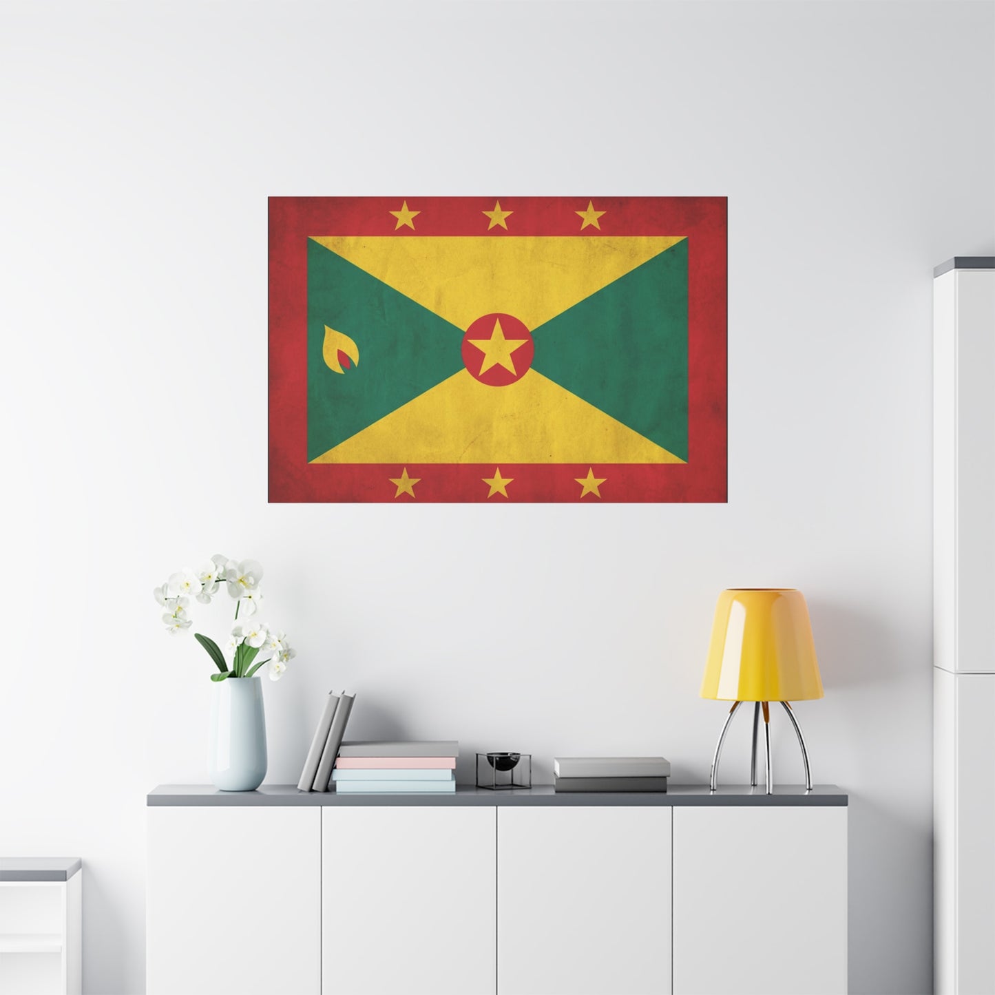 Grenada Flag Canvas Wall Art - Vintage Caribbean Nation Print, Rustic Patriotic Home Accent, Cultural Heritage Artwork, Living Room Decoration, Office Display - Office Wall Art - Ready to Hang