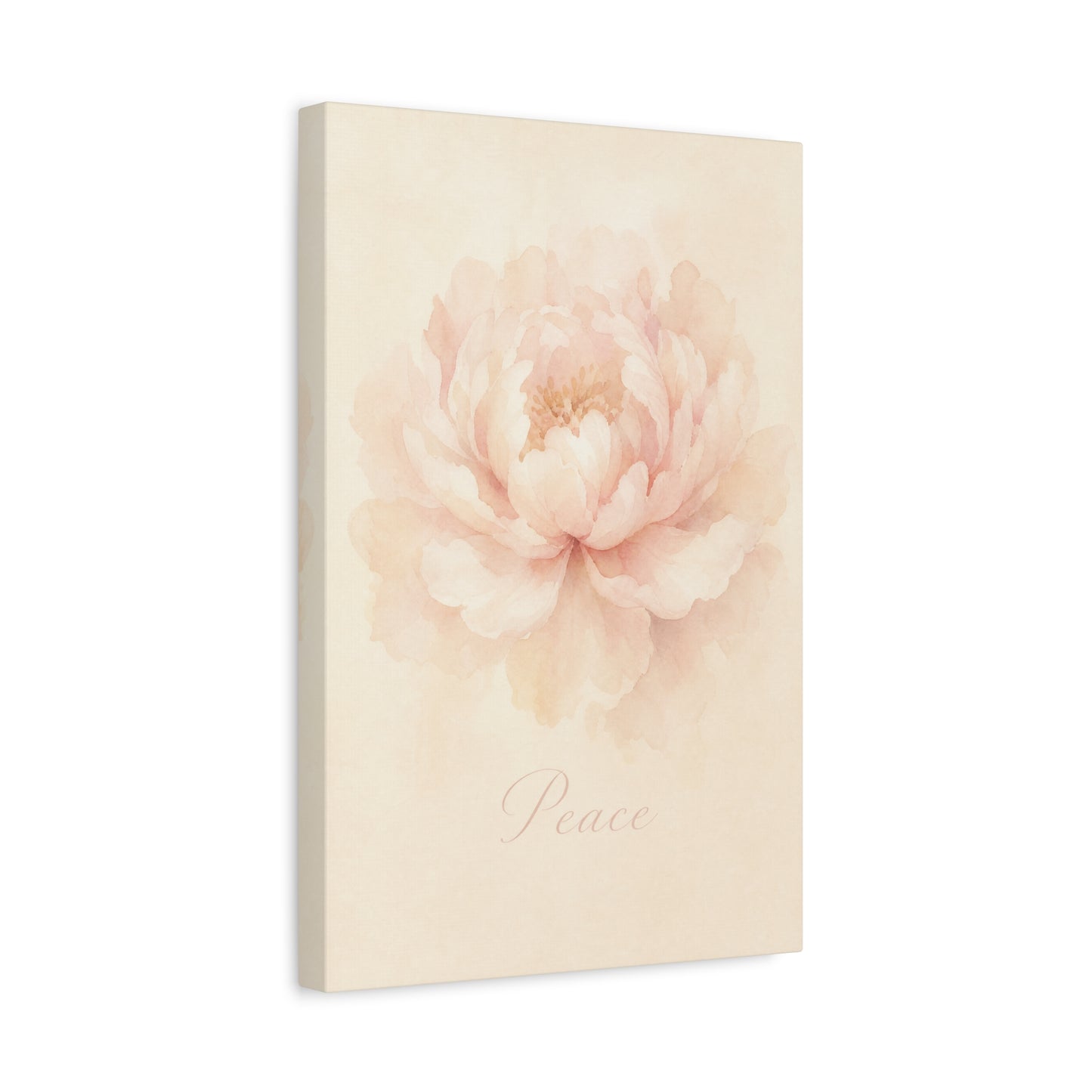"Peace" Peony Canvas Wall Art - Blush Floral Watercolor Print, Minimalist Bedroom Home Decoration, Soft Botanical Wall Decor, Nursery Accent - Bedroom Home Decoration - Modern Farmhouse Style