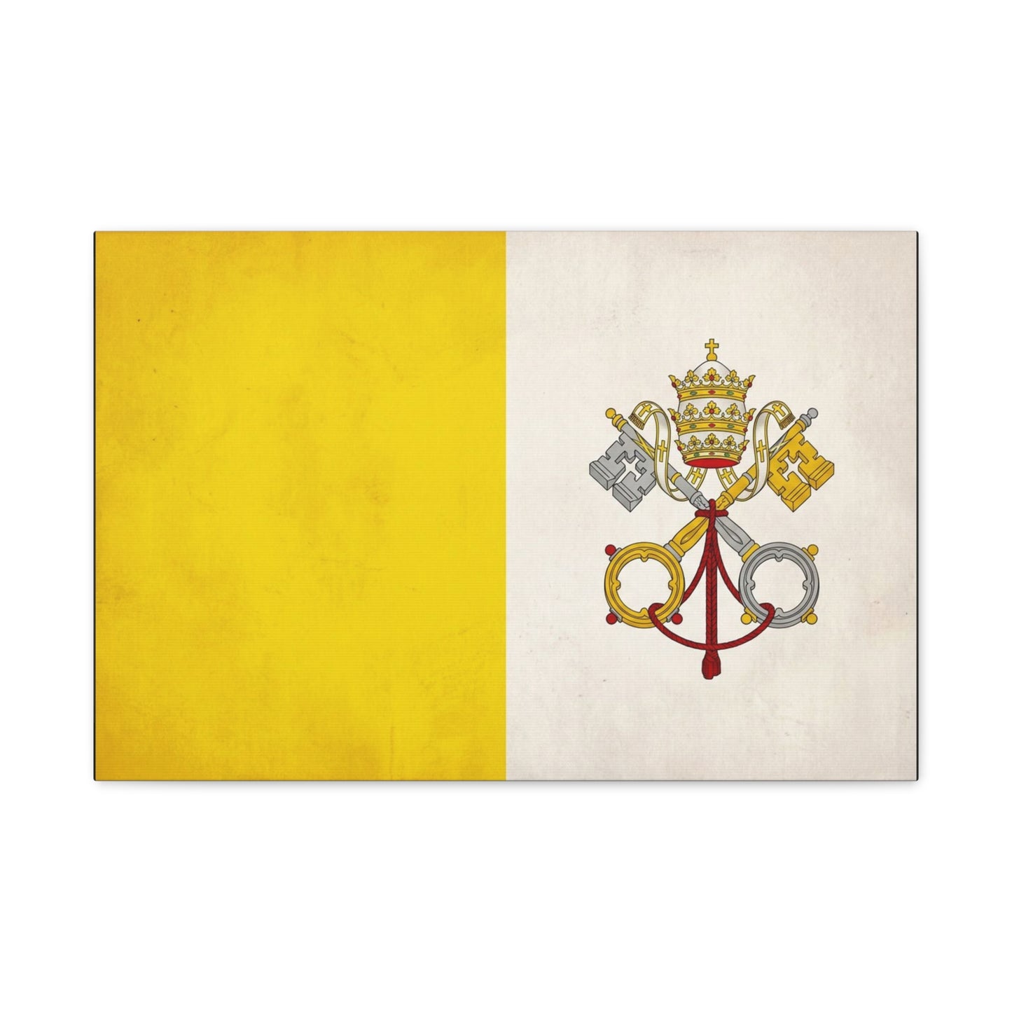 Vatican Flag Canvas Wall Art - Papal Keys And Tiara Catholic Wall Decor - Yellow White Heraldic Print - Traditional Religious Style - Bedroom Home Decoration - Bedroom Home Decoration - Ready to Hang