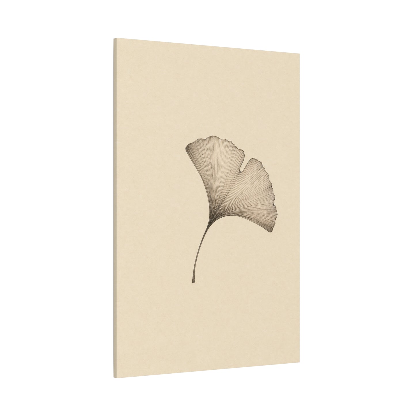 Ginkgo Leaf Canvas Wall Art - Minimalist Botanical Line Drawing, Neutral Beige Cotton Art Print - Contemporary Zen Style - Bedroom Wall Decor, Living Room Home Decoration - Bedroom Home Decoration