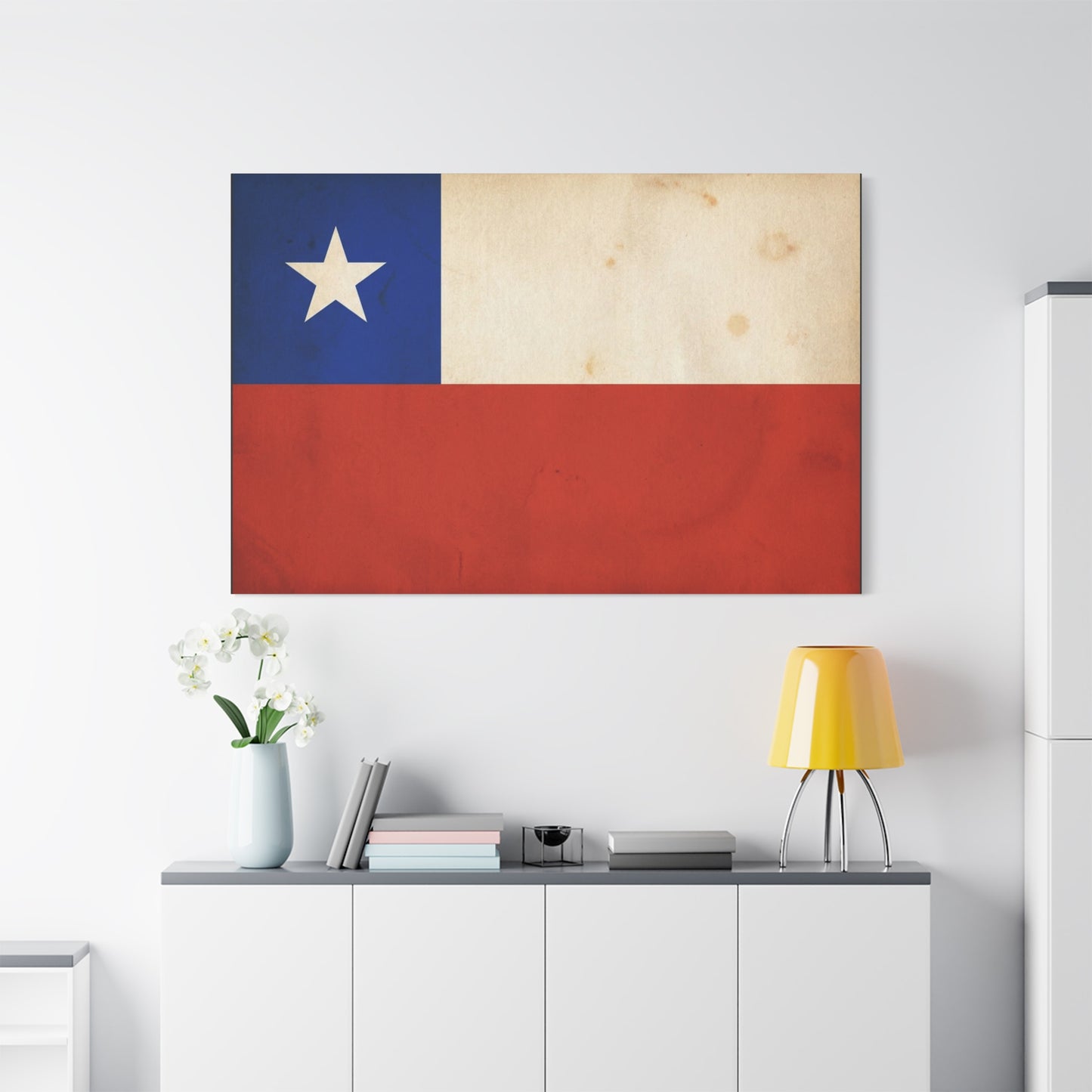 Chile Flag Canvas Wall Art - Vintage Chilean Flag Print, Patriotic Rustic Decor - Matte Canvas Wall Hanging - Living Room Home Decoration, Office Accent - Bedroom Home Decoration - Ready to Hang