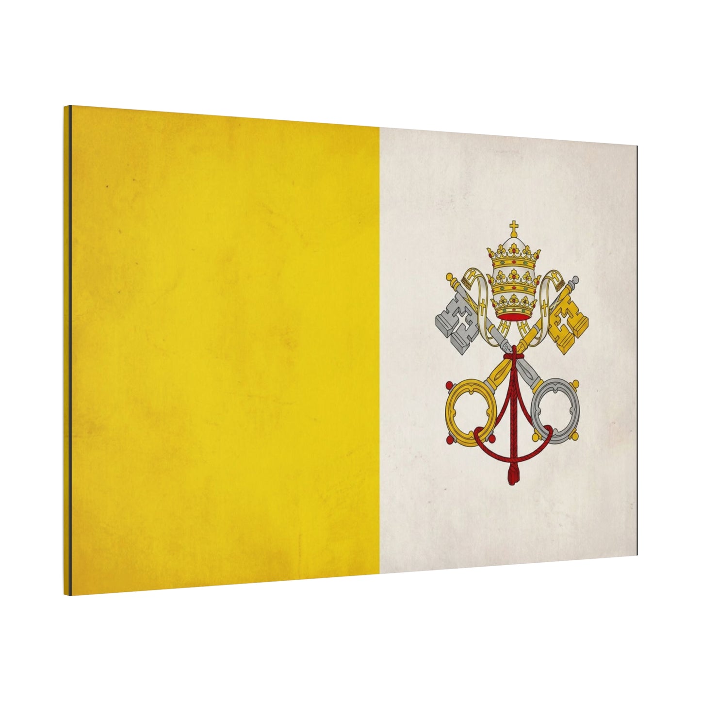 Vatican Flag Canvas Wall Art - Papal Keys And Tiara Catholic Wall Decor - Yellow White Heraldic Print - Traditional Religious Style - Bedroom Home Decoration - Bedroom Home Decoration - Ready to Hang