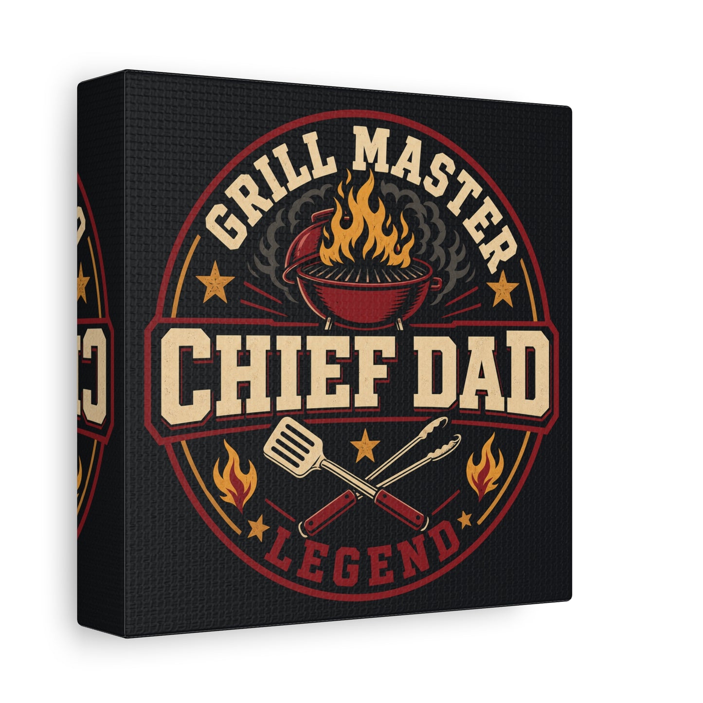 "Grill Master Chef Dad Legend" Canvas Wall Art - Vintage BBQ Typography Print, Rustic Kitchen Decor, Man Cave Wall Hanging, Retro Barbecue Poster Style Home Accent - Ready to Hang - Ready to Hang