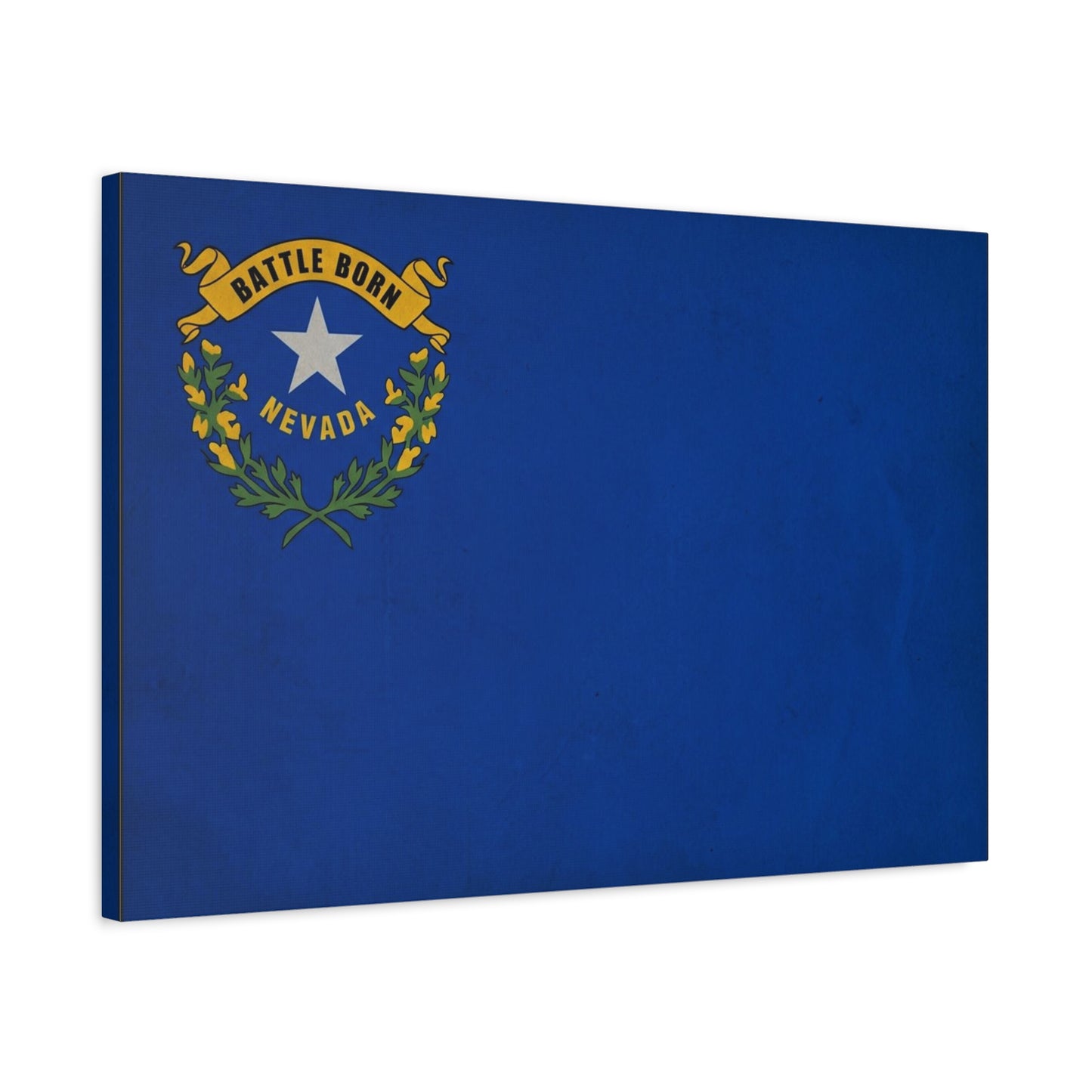 "Battle Born Nevada" Nevada State Flag Canvas Wall Art - Blue Silver Star Sagebrush Emblem Print - Vintage Patriotic Style - Living Room Decor, Office Wall Hanging - Ready to Hang - Ready to Hang