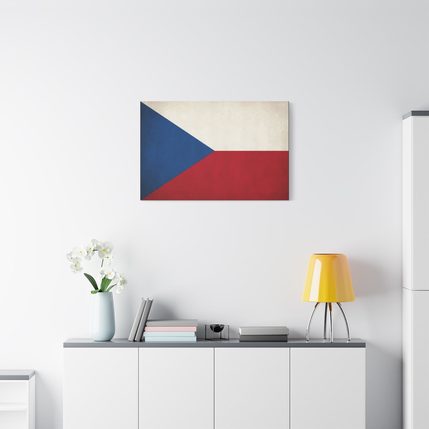 Czech Republic Flag Canvas Wall Art - Czech Flag Print, Vintage Patriotic Decor - Minimalist Tricolor Design - Living Room Home Decoration, Office Wall Accent - Bedroom Home Decoration - Ready to Hang