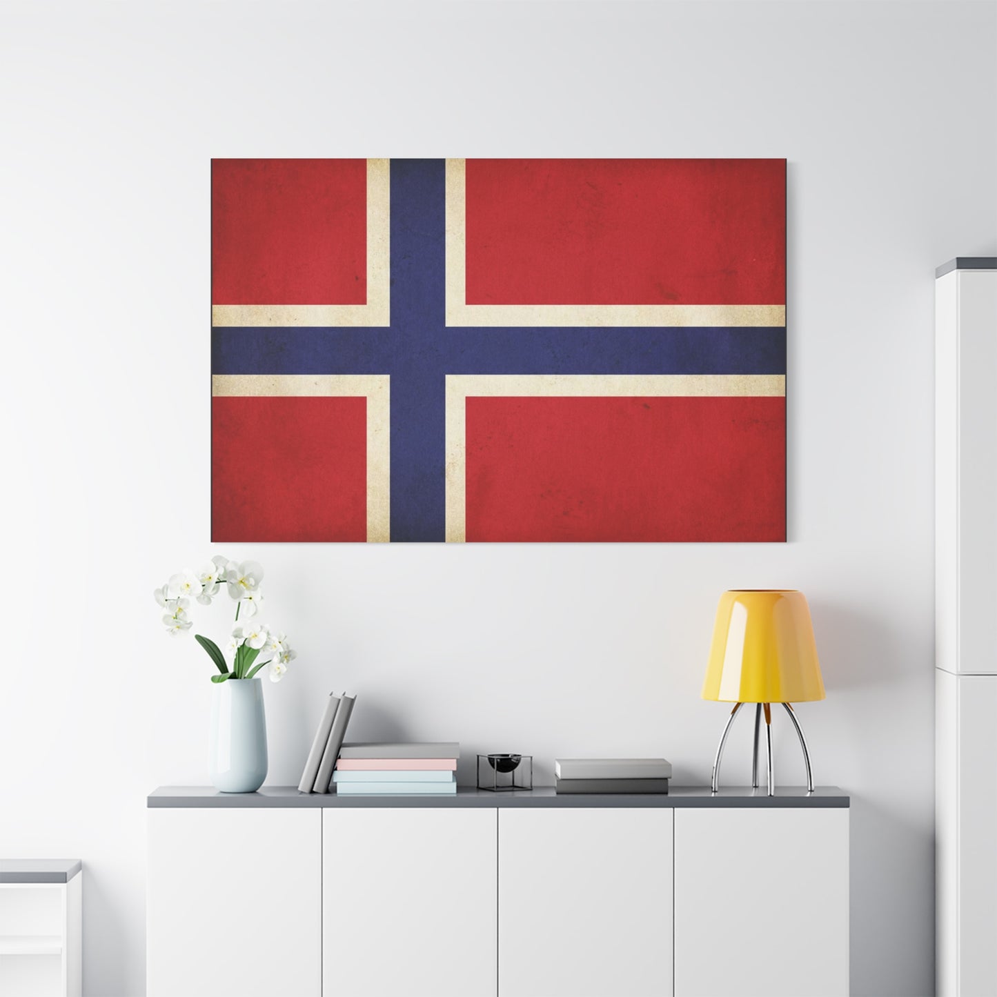 Iceland Flag Canvas Wall Art - Vintage Nordic Country Banner Print, Patriotic Red Blue White Design - Rustic Travel Style - Living Room Wall Decor, Bedroom Home Decoration - Bedroom Home Decoration