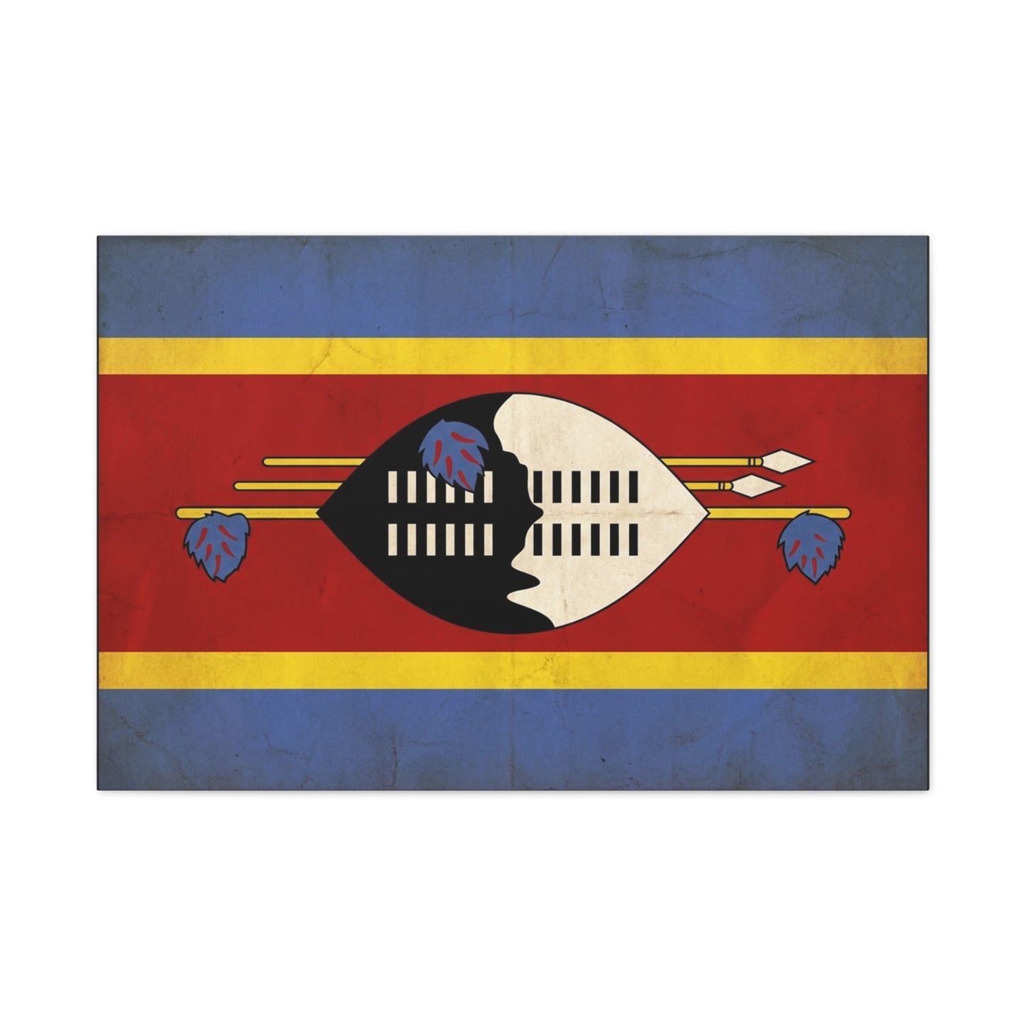 Eswatini Flag Canvas Wall Art - Swazi National Flag Print, Vintage Patriotic Home Decor - Matte Canvas Wall Hanging - Living Room Decoration, Office Accent - Bedroom Home Decoration - Ready to Hang