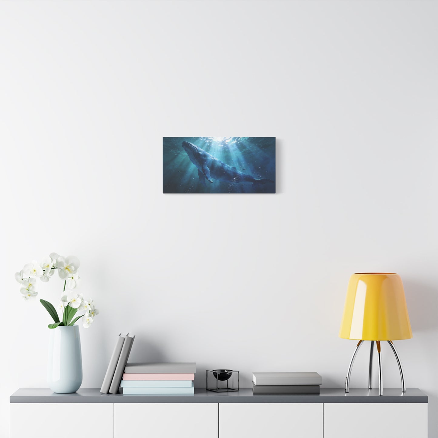 Humpback Whale Canvas Wall Art - Underwater Ocean Wildlife Scene, Blue Marine Decor - Matte Cotton Art Print - Contemporary Coastal Style - Living Room Wall Decor Bedroom Decoration - Ready to Hang