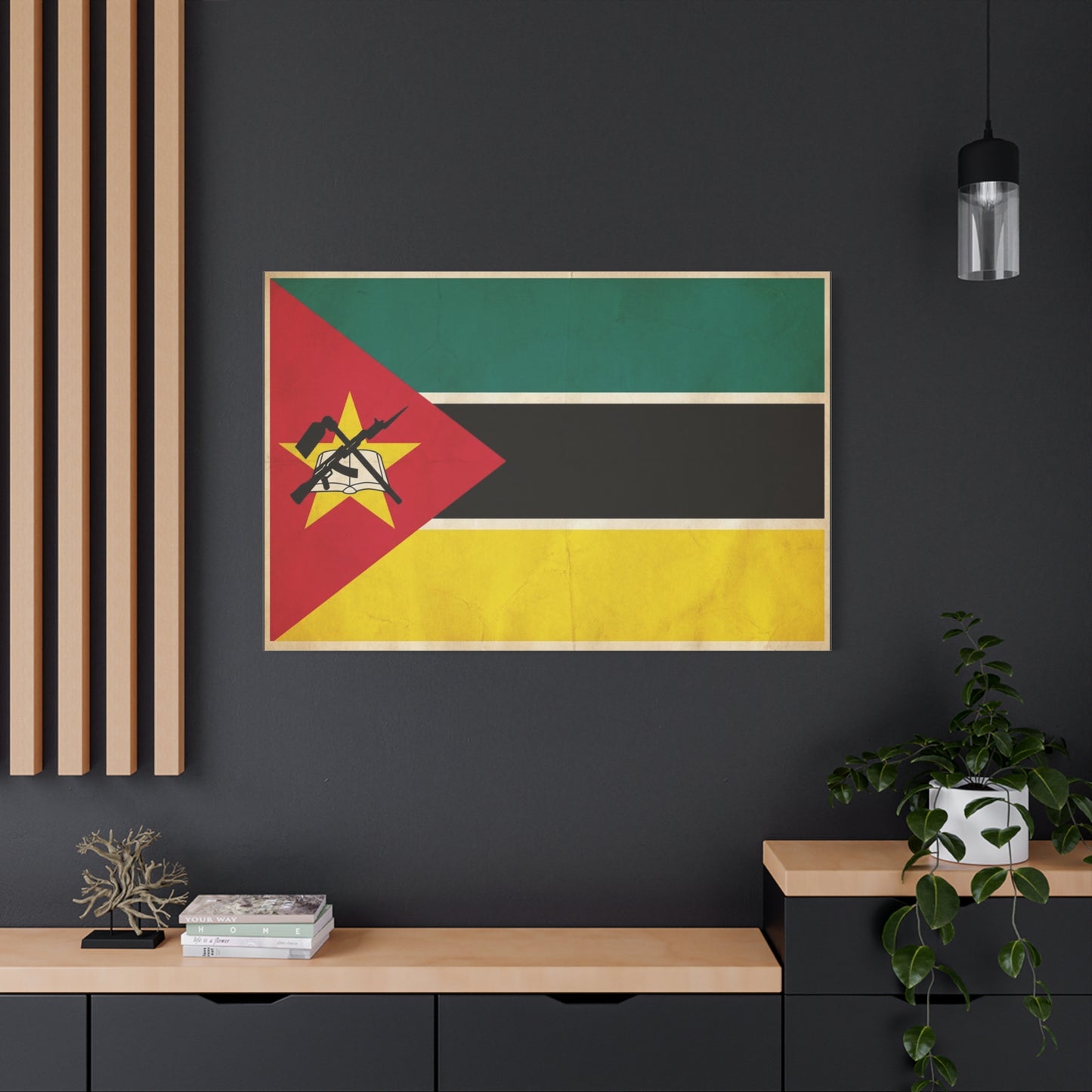 Mozambique Flag Canvas Wall Art - Vintage National Banner Print, Patriotic Home Decor, Cultural Wall Hanging, Living Room Decoration, Office Accent - Bedroom Home Decoration - Modern Farmhouse Style