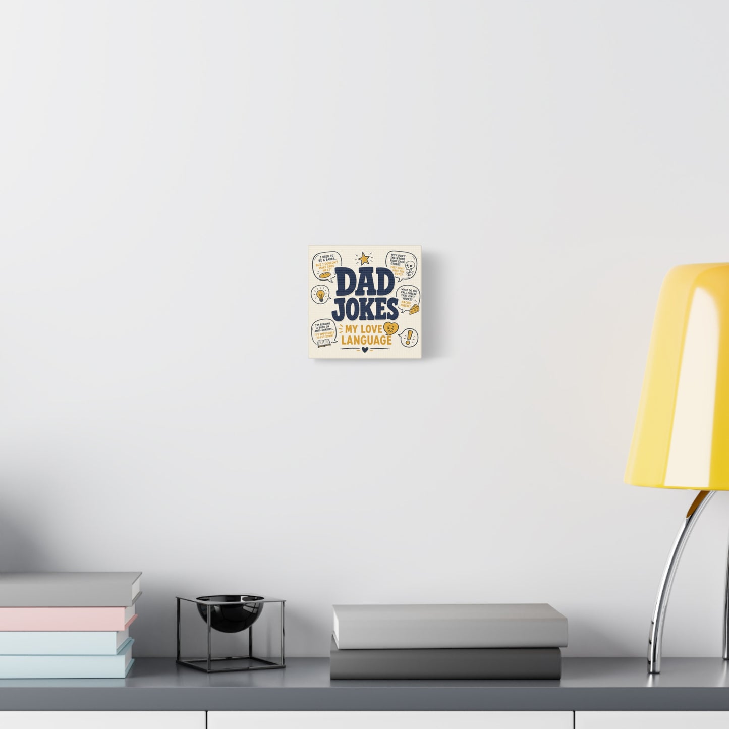 "Dad Jokes My Love Language" Funny Quote Canvas Wall Art - Pun Typography Print, Retro Humor Decor, Home Office Wall Decor, Man Cave Decoration, Novelty Room Accent - Ready to Hang - Ready to Hang