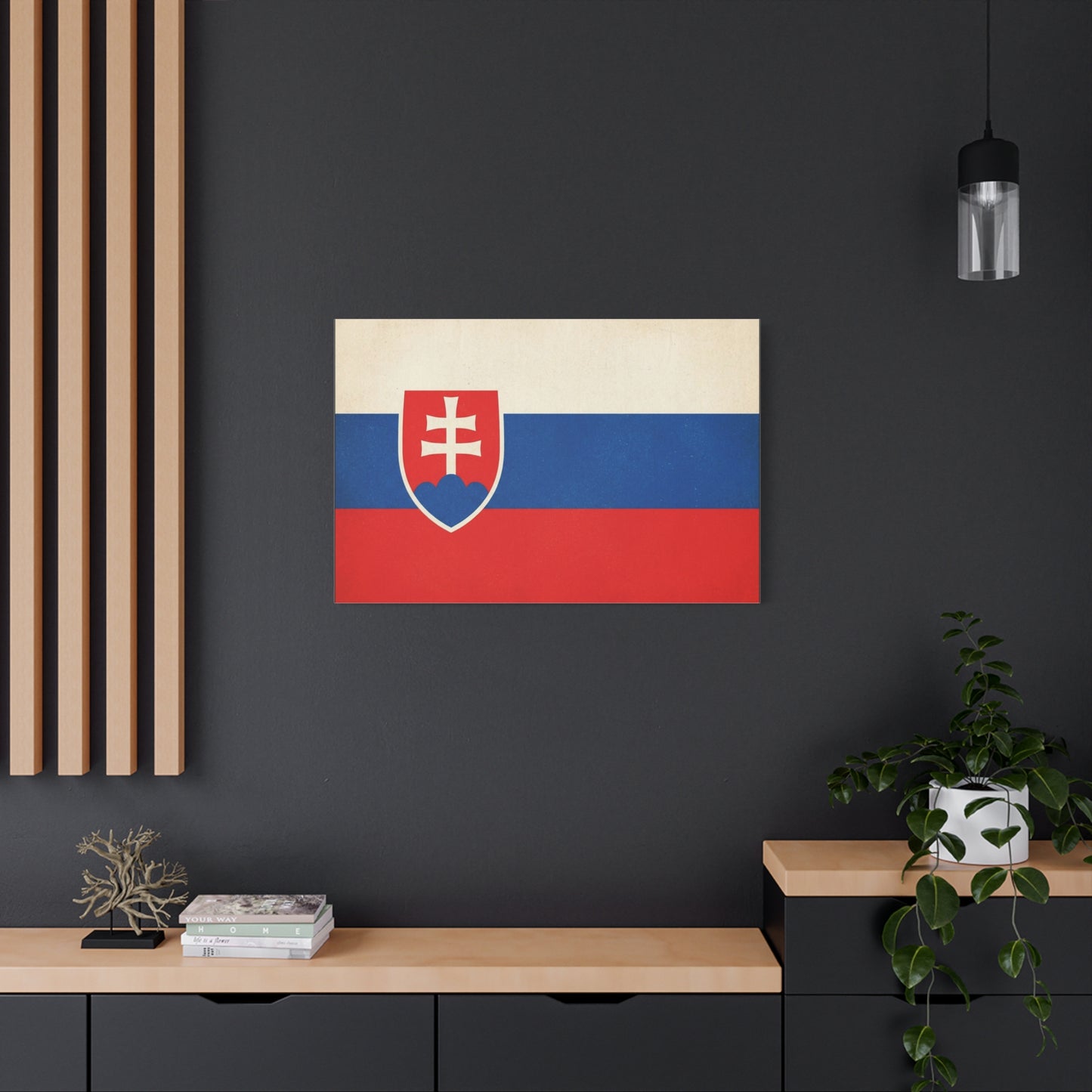 Slovakia Flag Canvas Wall Art - Vintage Slovak Republic Banner Print, Patriotic Heritage Decor - Minimalist National Color Design - Living Room Wall Decor - Bedroom Home Decoration - Ready to Hang