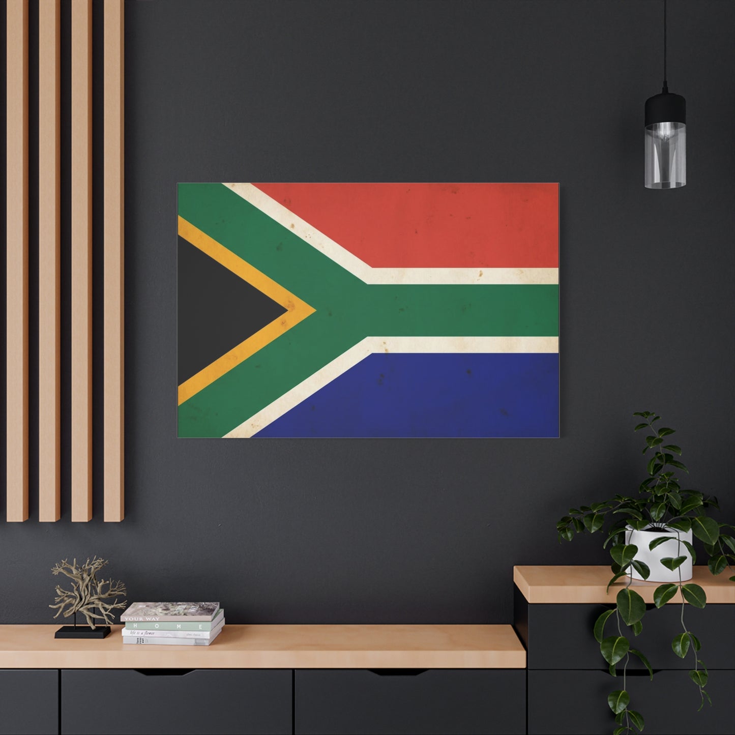 South Africa Flag Canvas Wall Art - Vintage National Pride Decor, Patriotic Country Print, Textured Cotton Artwork, Living Room Wall Decor, Office Display - Ready to Hang - Bedroom Home Decoration