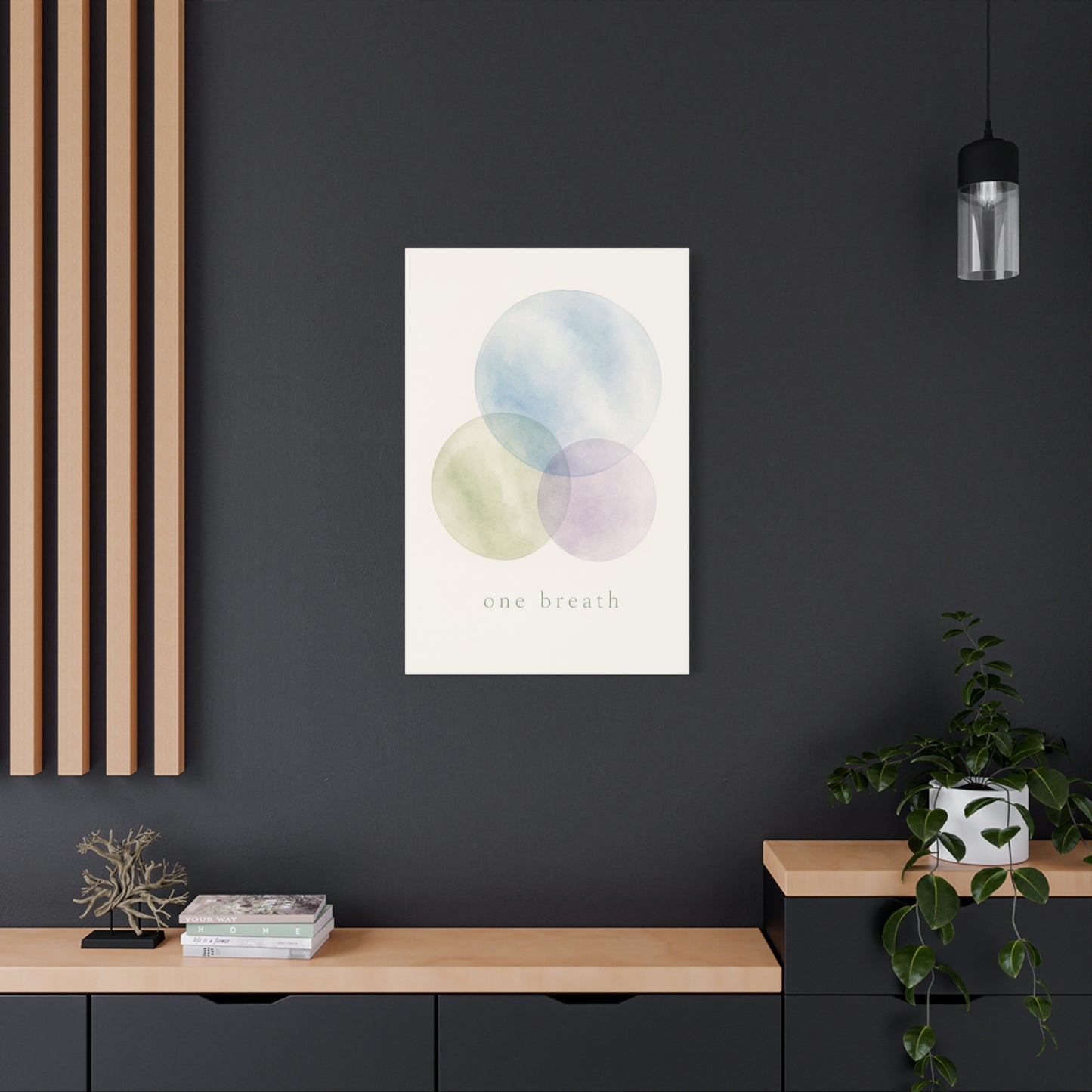 "One Breath" Abstract Canvas Wall Art - Pastel Watercolor Circles, Minimalist Geometric Print - Calming Modern Decor, Bedroom Meditation Space, Living Room Home Decoration - Living Room Wall Decor