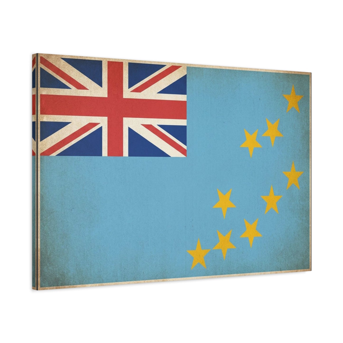 Tuvalu Flag Canvas Wall Art - Vintage National Flag Print, Blue Red Gold Patriotic Decor - Distressed Country Pride Style - Living Room Home Decoration - Living Room Wall Decor - Cozy Reading Nook Art