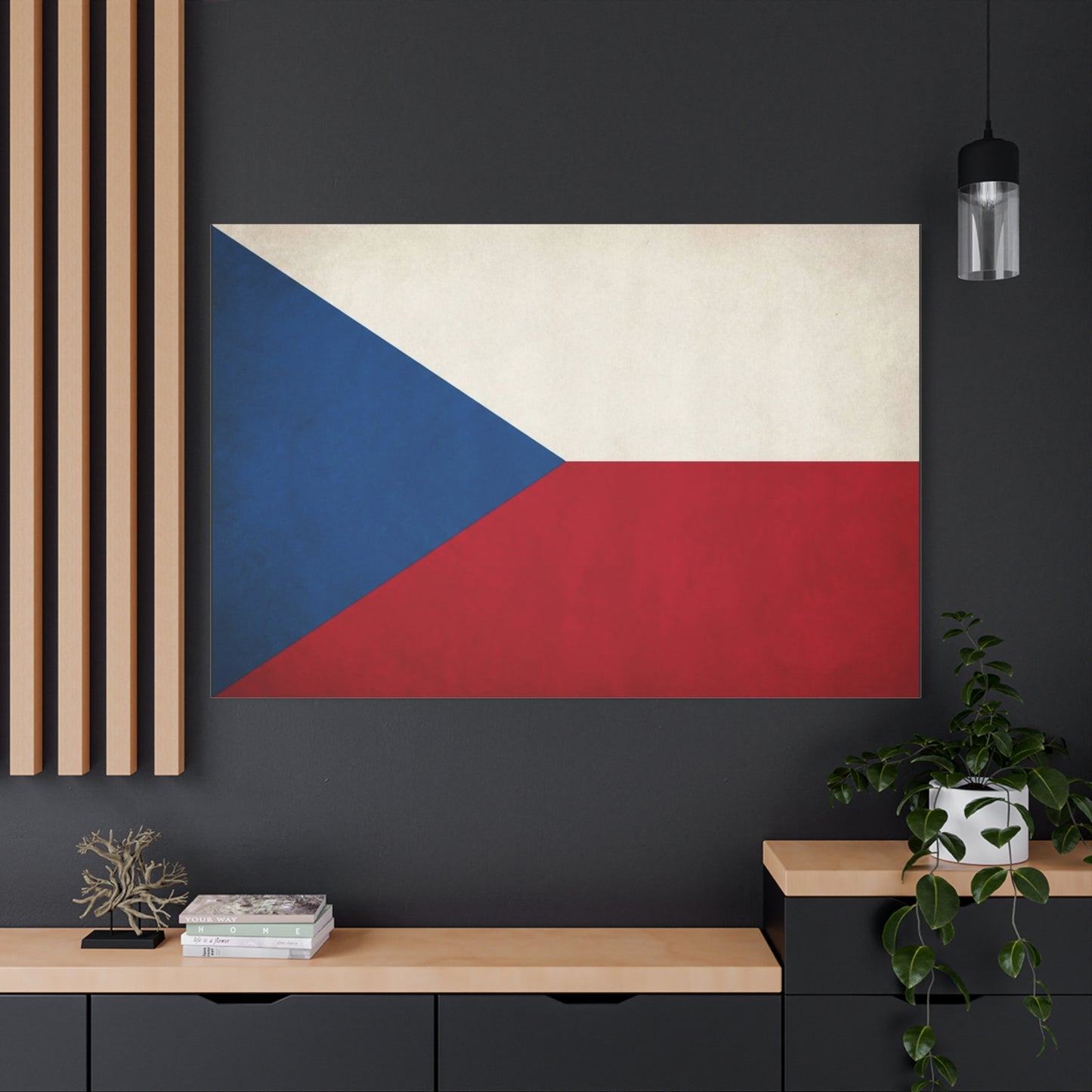 Czech Republic Flag Canvas Wall Art - Czech Flag Print, Vintage Patriotic Decor - Minimalist Tricolor Design - Living Room Home Decoration, Office Wall Accent - Bedroom Home Decoration - Ready to Hang