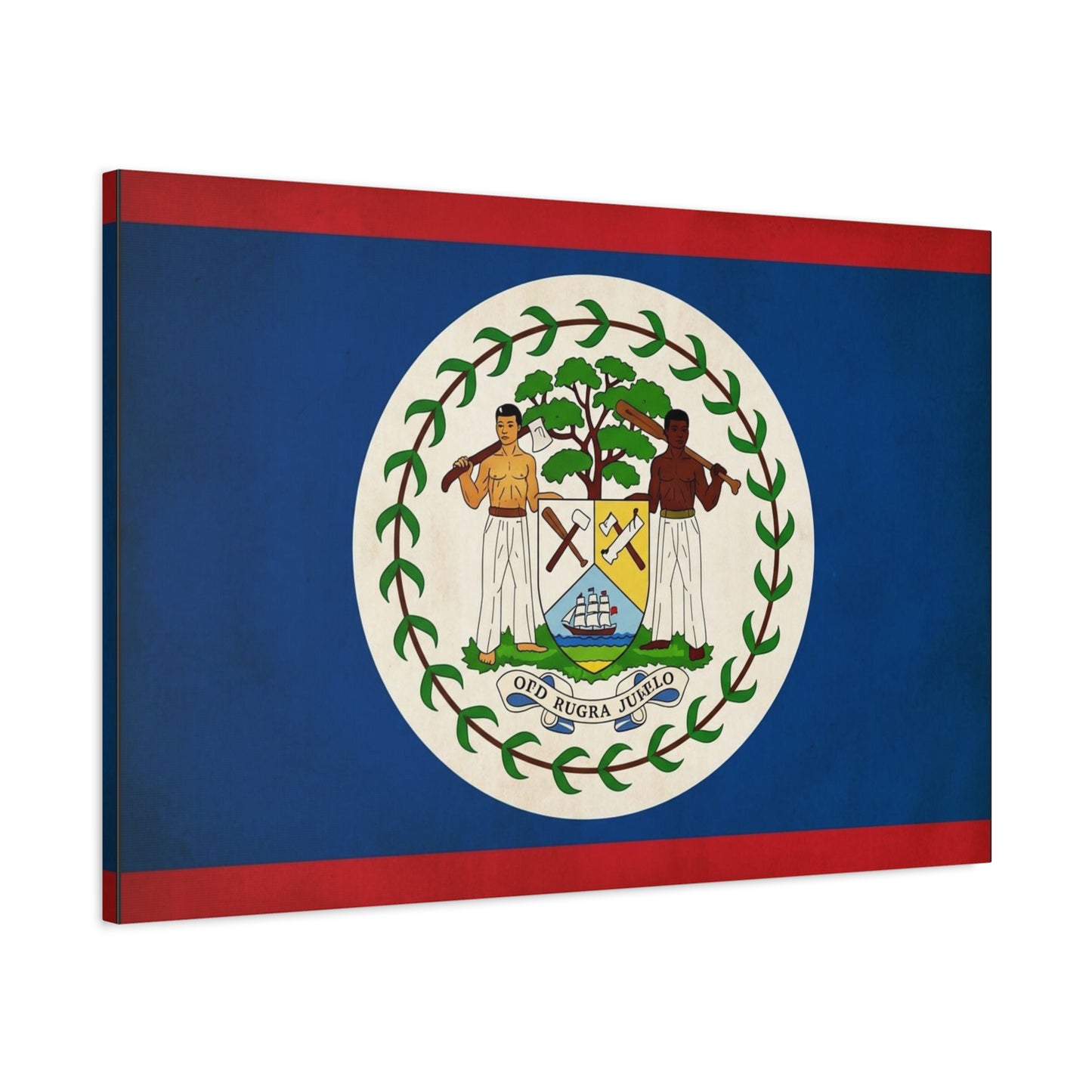 Belize Flag Canvas Wall Art - OTD RUGRA JUELO State Banner Print, Blue Red White Crest Design - Patriotic Traditional Decor - Living Room Home Decoration - Living Room Wall Decor - Ready to Hang