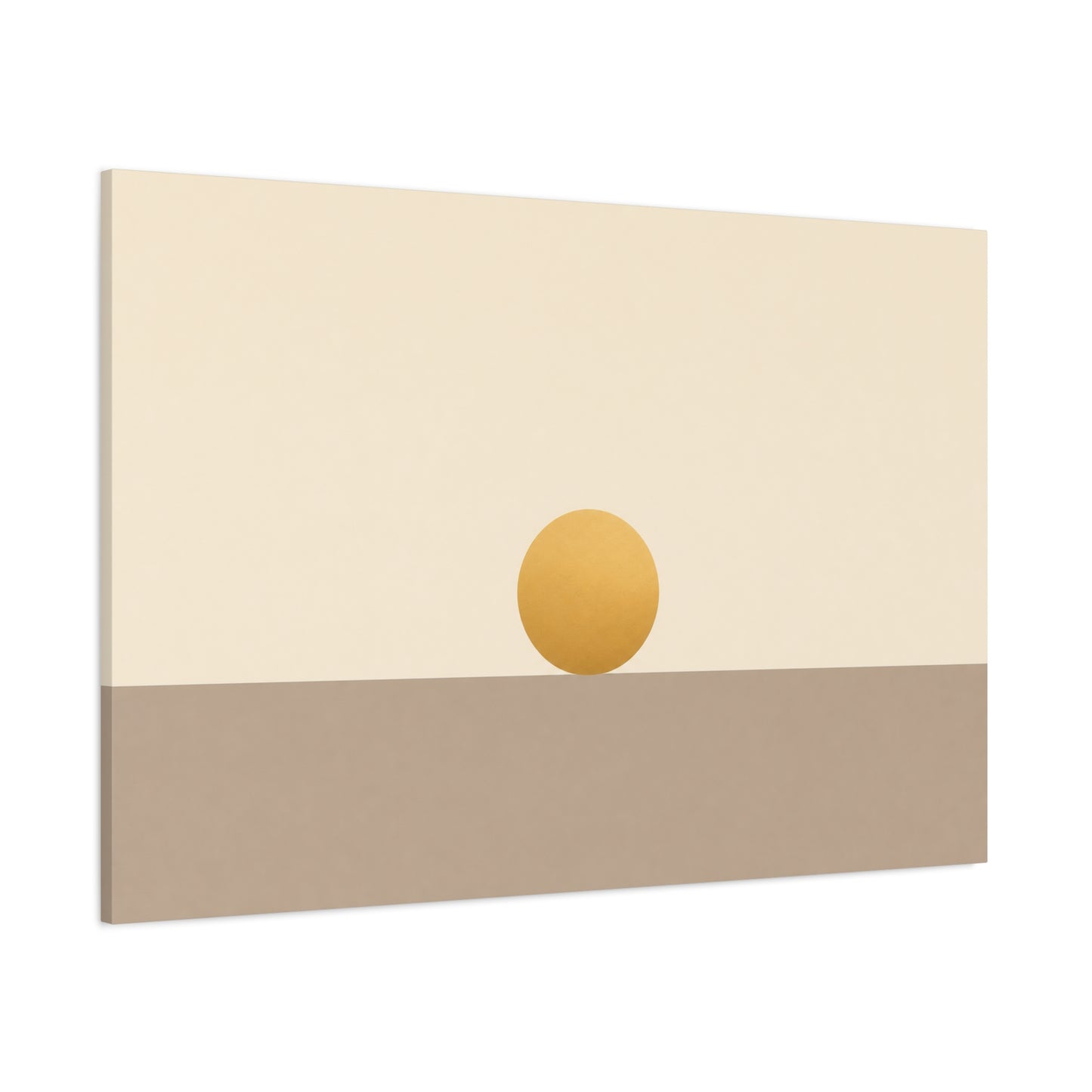 Minimalist Sun Horizon Canvas Wall Art - Abstract Geometric Desert Landscape Print - Neutral Beige And Gold - Contemporary Living Room Decor, Bedroom Home Decoration, Office Accent - Office Wall Art