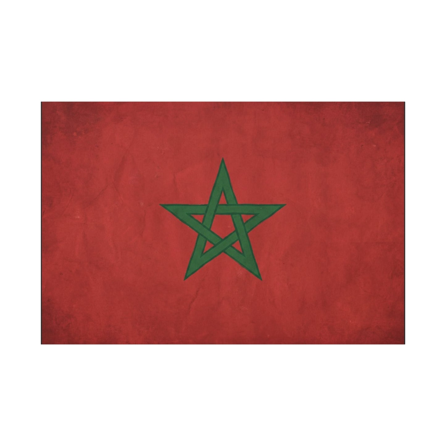 Morocco Flag Canvas Wall Art - Moroccan Red Green Pentagram Print, Vintage Textured National Decor - Modern Cultural Style - Living Room Wall Decor, Bedroom Home Decoration - Bedroom Home Decoration