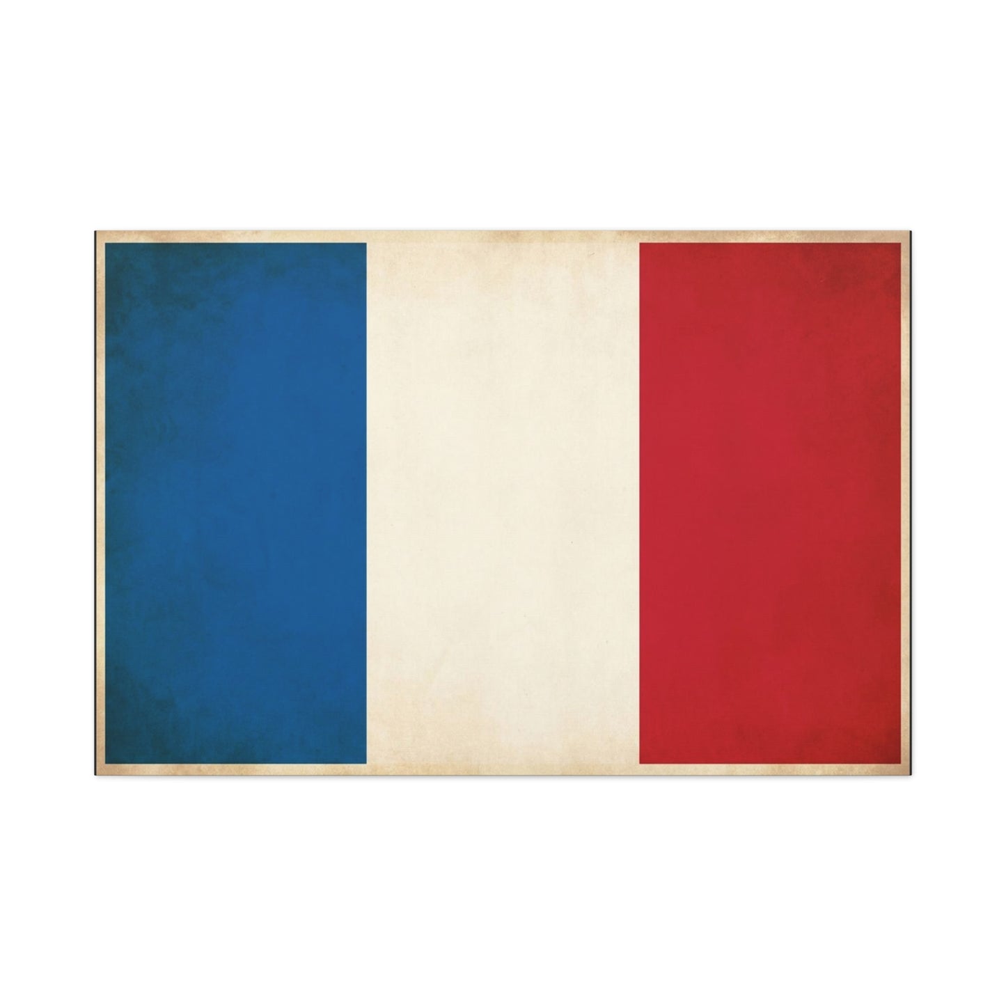 French Flag Canvas Wall Art - Vintage Tricolor France Print, Patriotic Minimalist Decor - Matte Cotton Look - Living Room Wall Decor, Office Accent - Bedroom Home Decoration - Bedroom Home Decoration