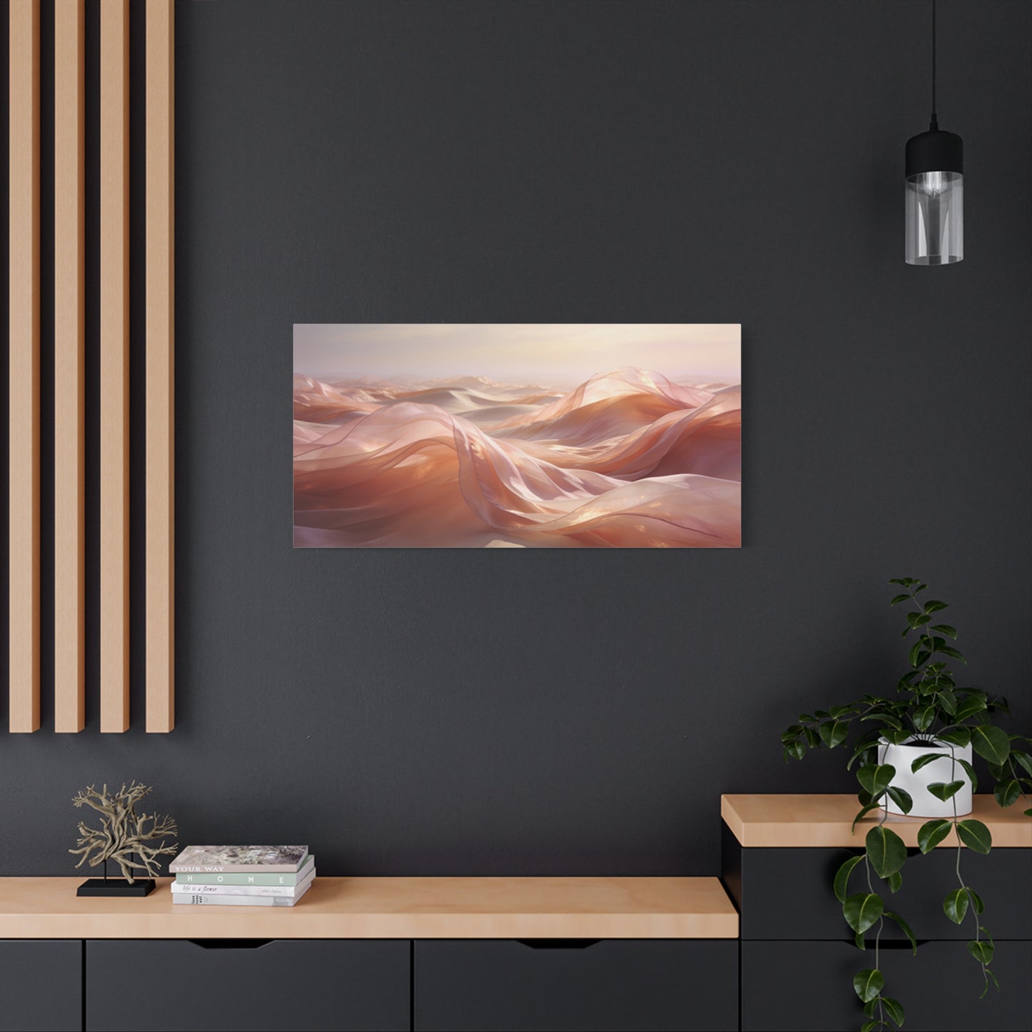 Blush Abstract Desert Dunes Canvas Wall Art - Ethereal Flowing Fabric Landscape - Modern Matte Print - Pink Beige Contemporary Style - Living Room Wall Decor Bedroom Home Decoration - Ready to Hang