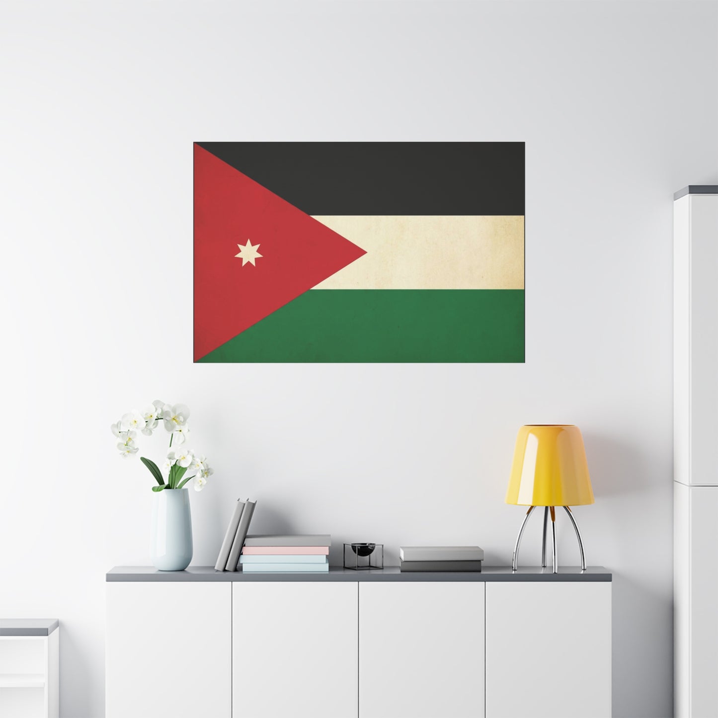 Jordan Flag Canvas Wall Art - Jordanian Pride Decor, Vintage National Banner Print, Matte Cotton Artwork, Living Room Wall Decor, Bedroom Home Decoration, Office Art Accent - Bedroom Home Decoration
