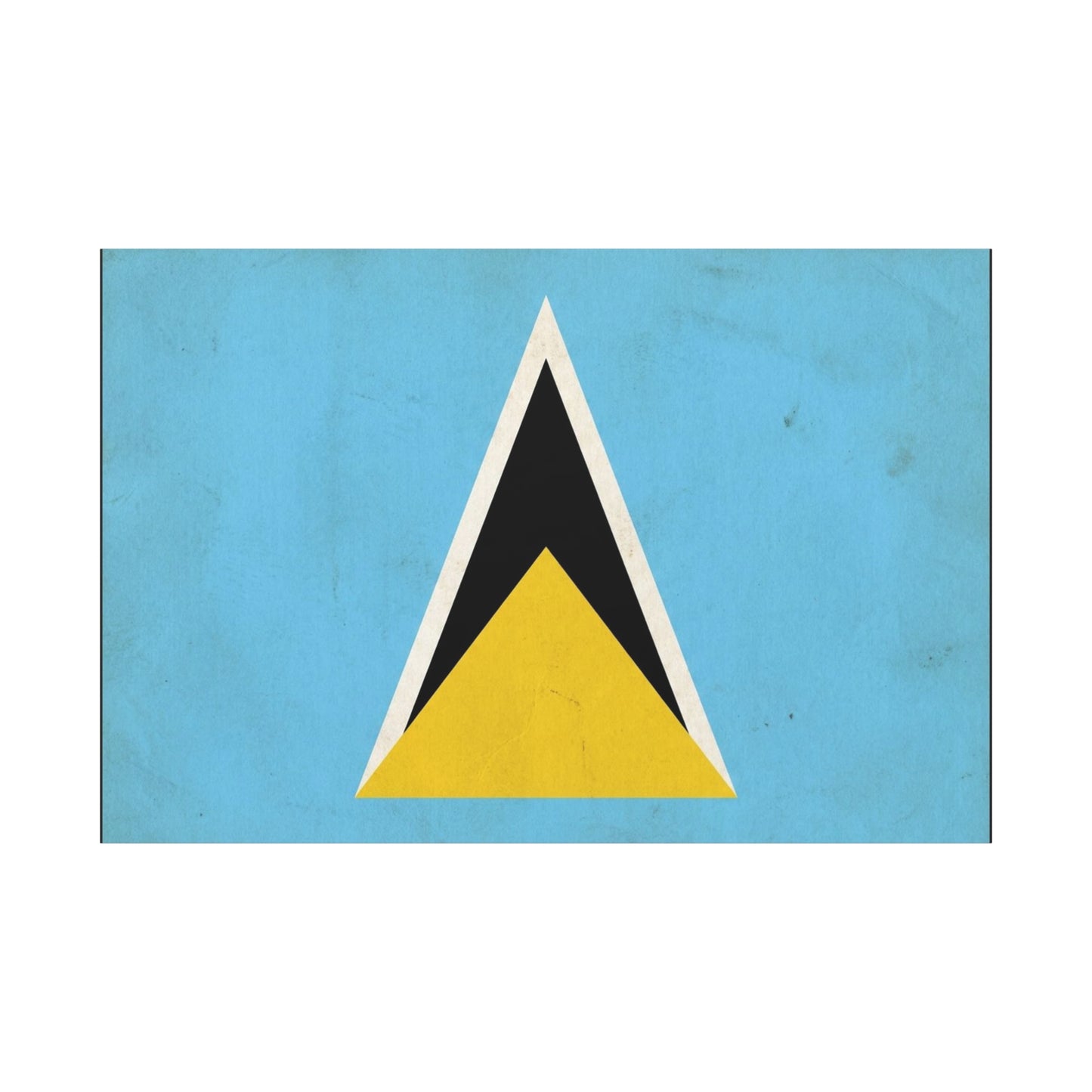 Saint Lucia Flag Canvas Wall Art - Blue Yellow Black Triangle Design, Minimalist Geometric Print - Modern Caribbean Decor - Living Room Wall Decor, Office Art Accent - Bedroom Home Decoration