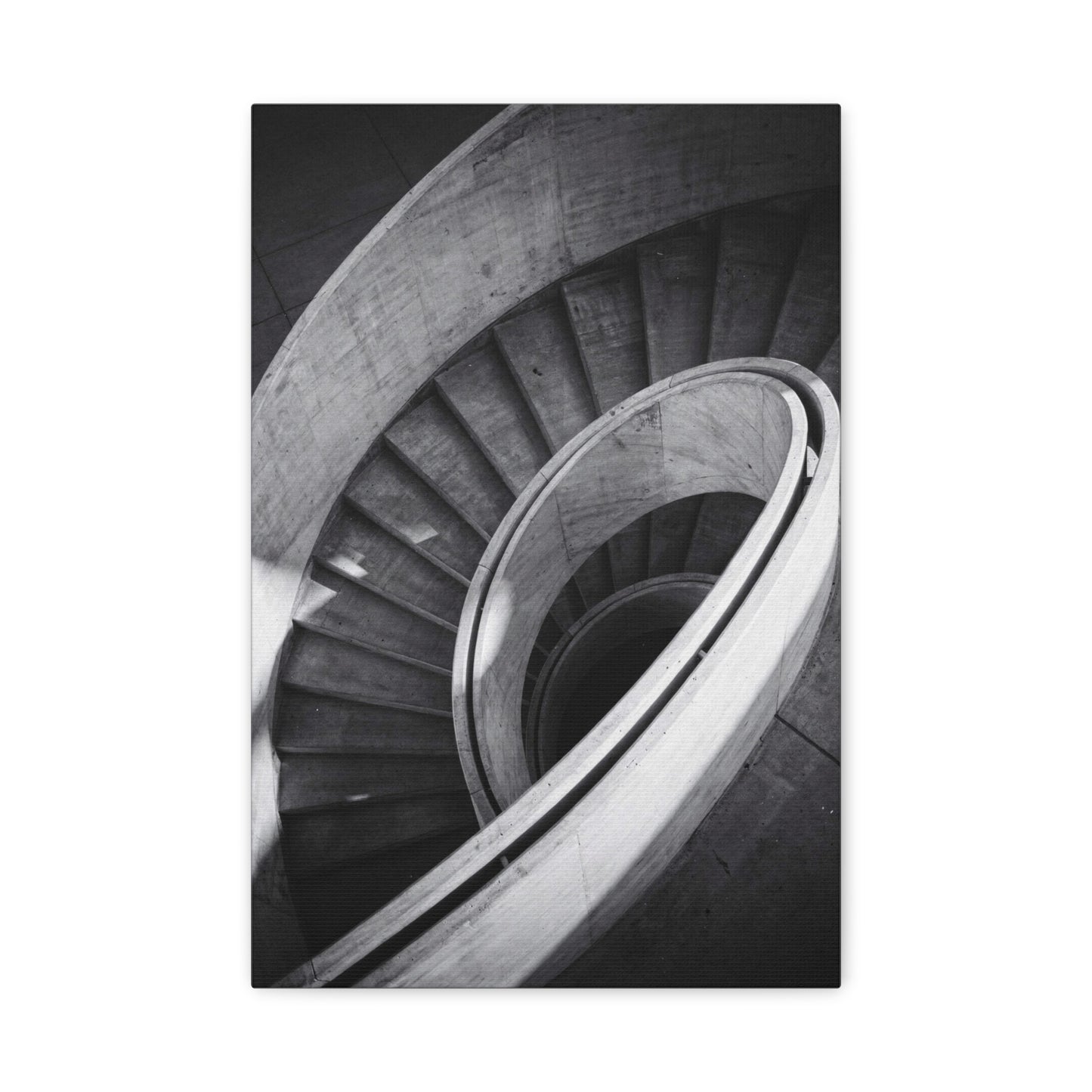 Black And White Spiral Staircase Canvas Wall Art - Architectural Art Print, Minimalist Modern Decor - Matte Cotton Canvas - Living Room Wall Decor, Home Office Accent - Bedroom Home Decoration