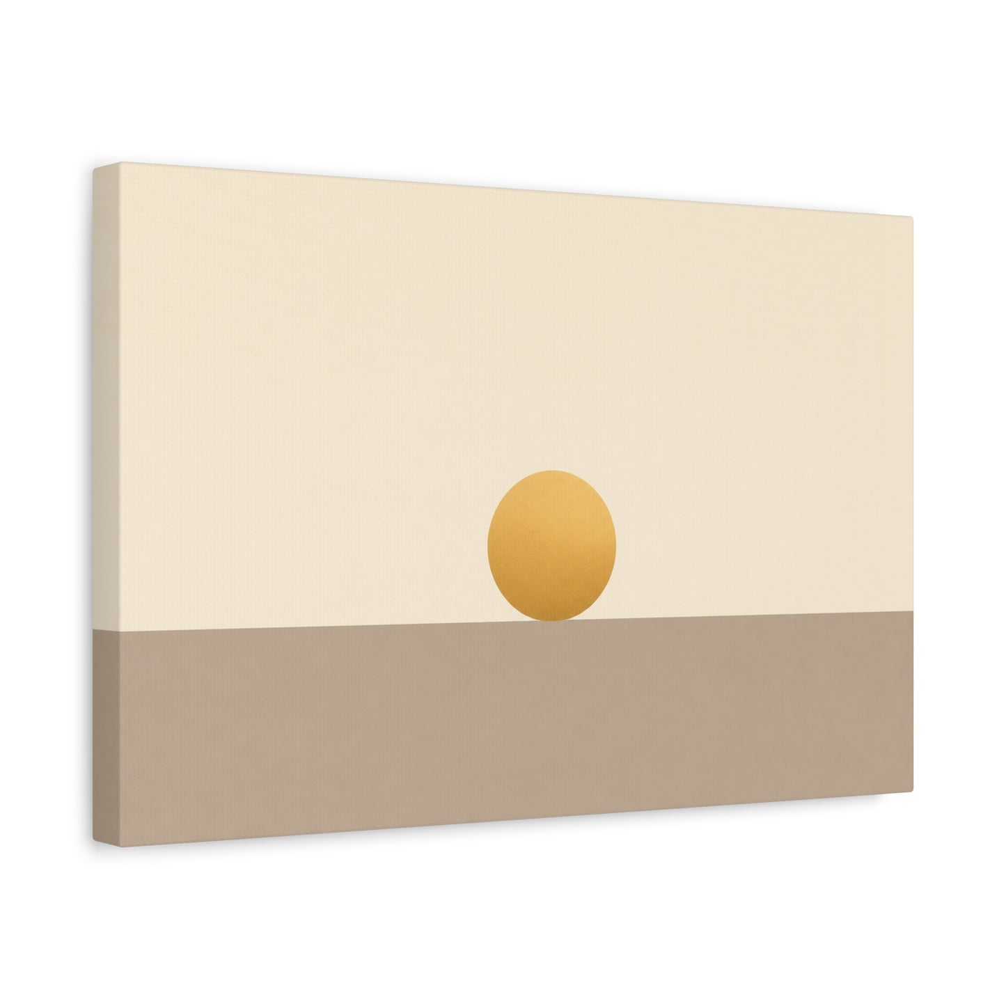 Minimalist Sun Horizon Canvas Wall Art - Abstract Geometric Desert Landscape Print - Neutral Beige And Gold - Contemporary Living Room Decor, Bedroom Home Decoration, Office Accent - Office Wall Art
