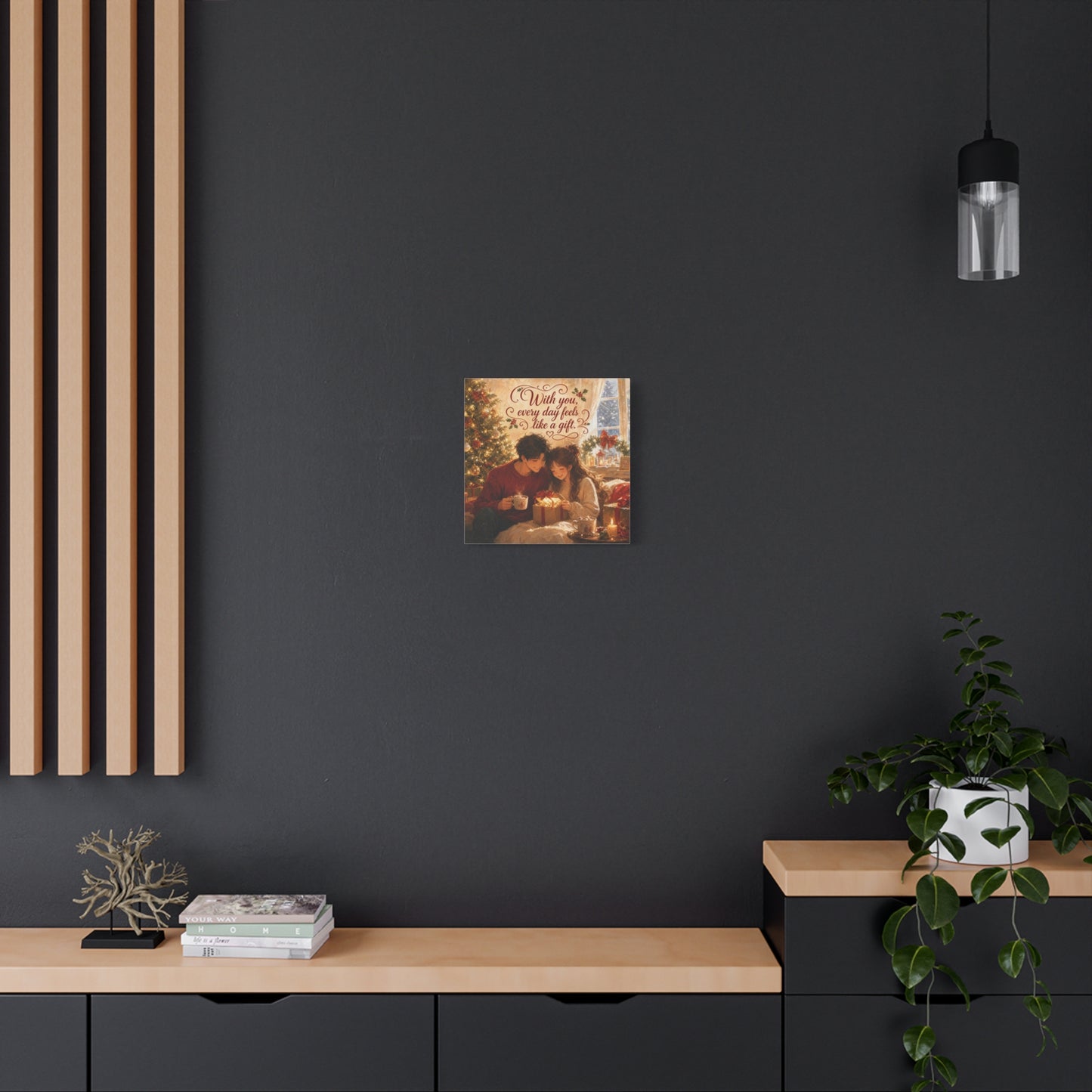 "With You" - Warm Golden Winter Decor - Traditional Quote Print For Bedroom, Living Room - Office Wall Art